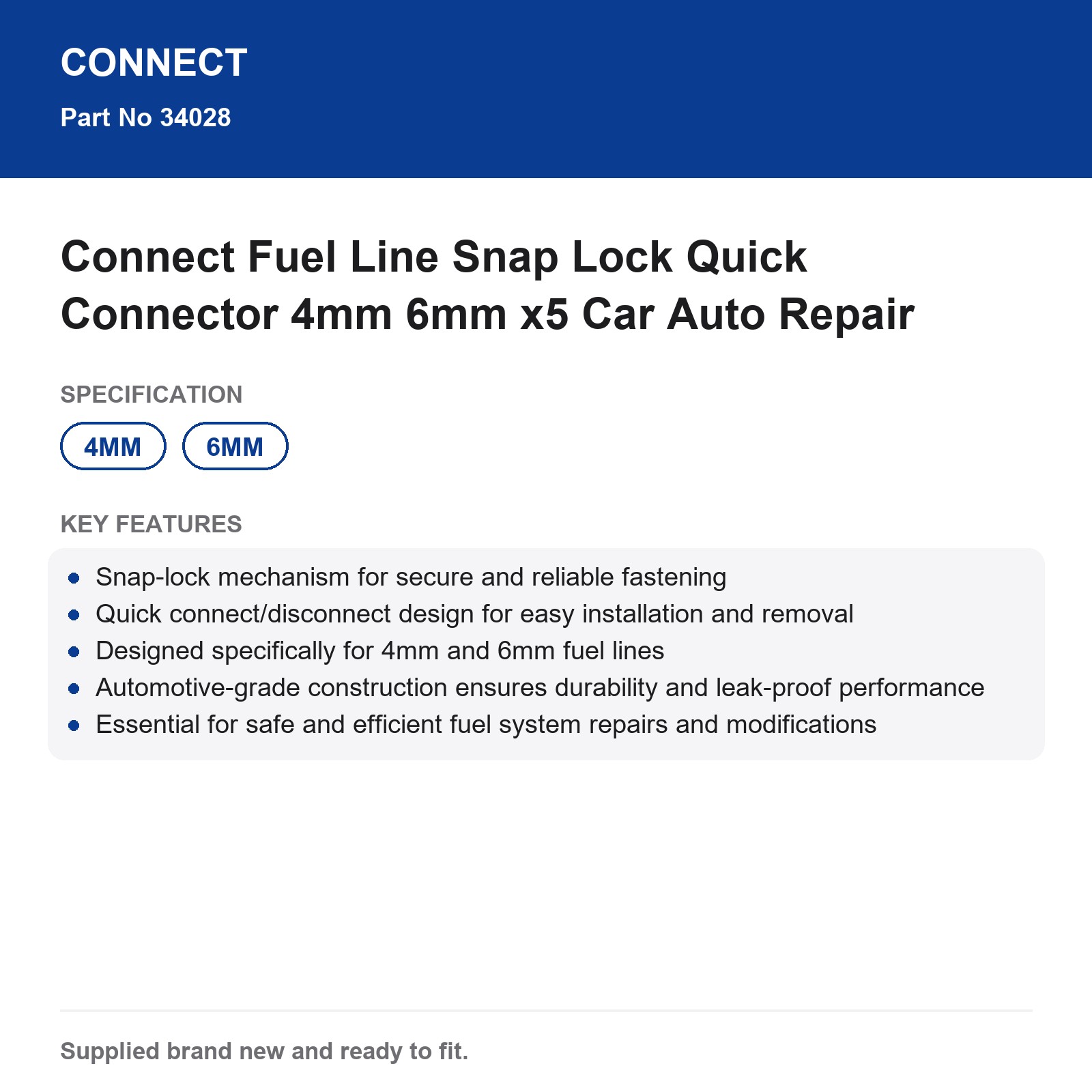 Fuel Line Quick Connector 4mm 6mm Connect Snap Lock x5 Automotive - Image 3
