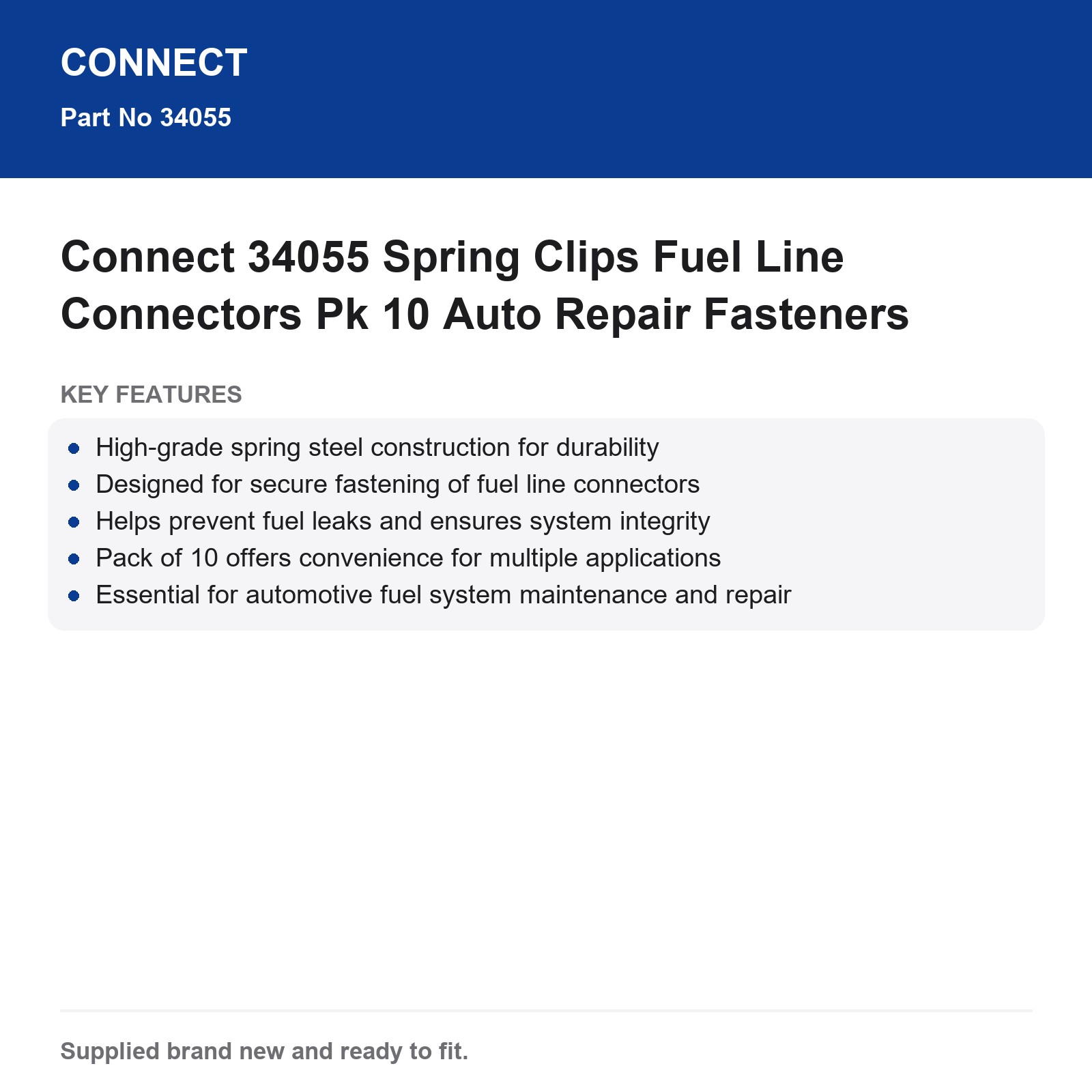 Connect 34055 Spring Clips Fuel Line Connectors Pk 10 Auto Repair Fasteners - Image 3