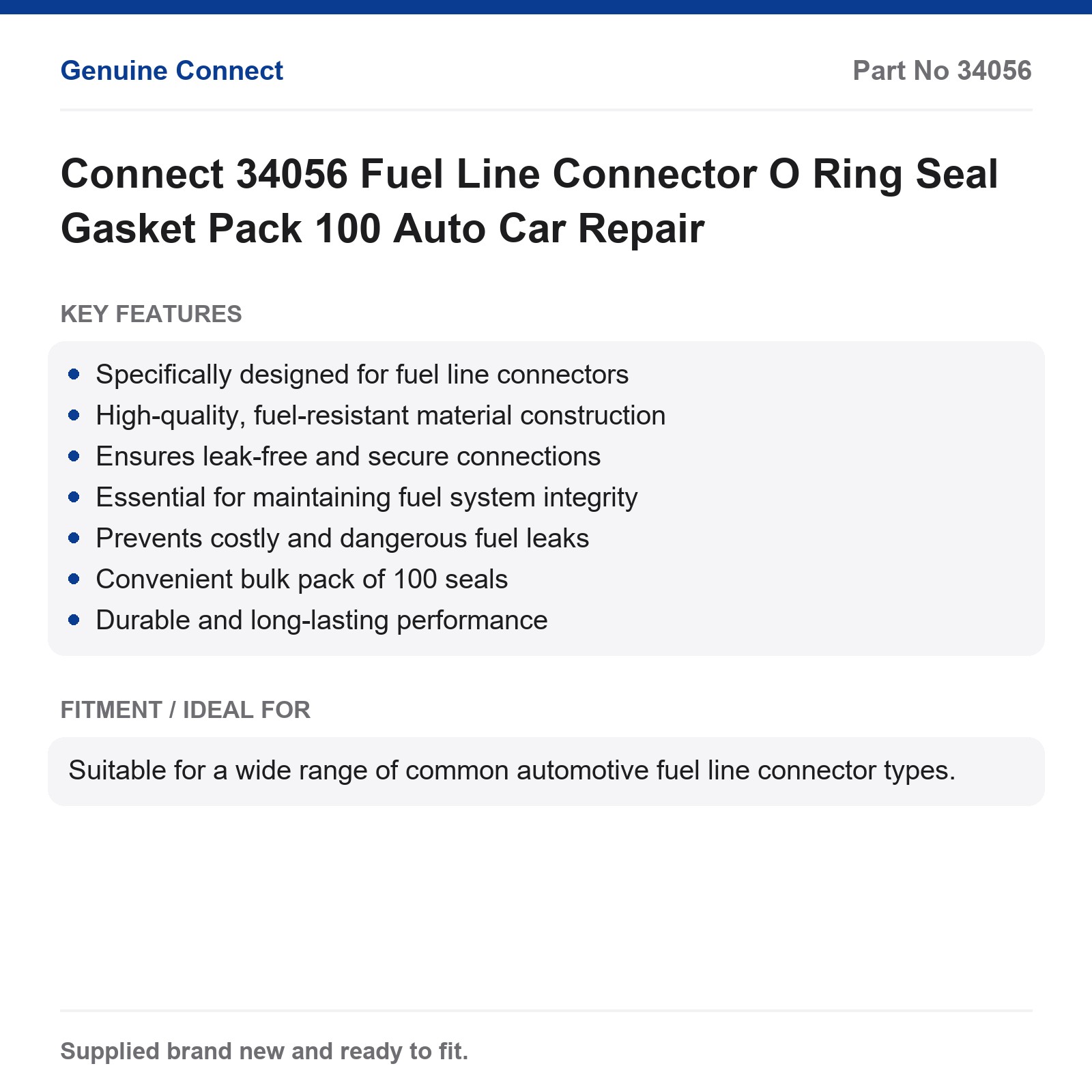Connect 34056 Fuel Line O Ring Seal Pack 100 - Image 3