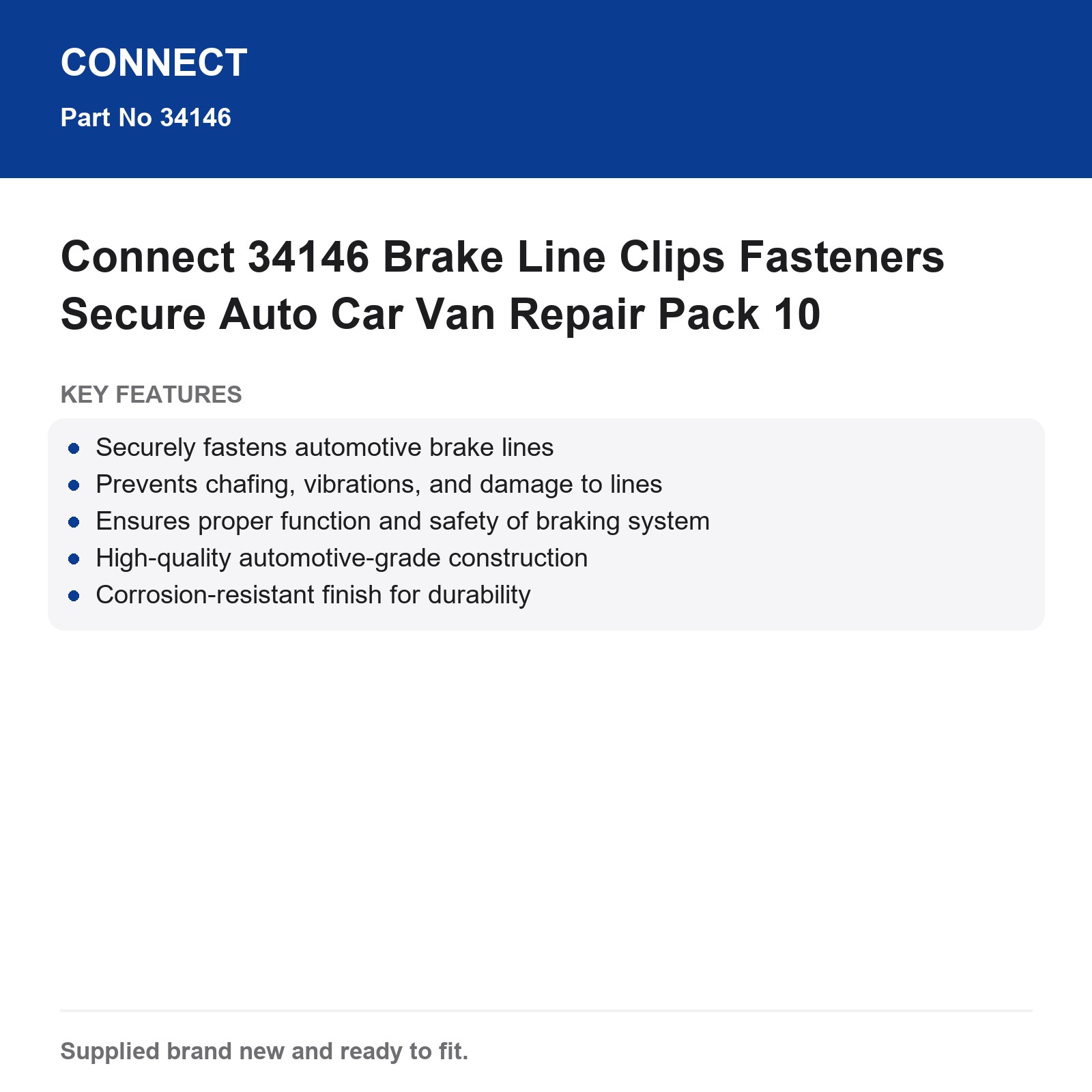 Connect 34146 Brake Line Clips Auto Car Van Repair Pack 10 - Image 3