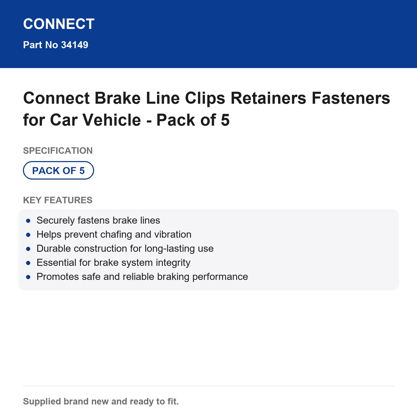 Connect Brake Line Clips Retainers Fasteners Car - Pack of 5 - Image 3