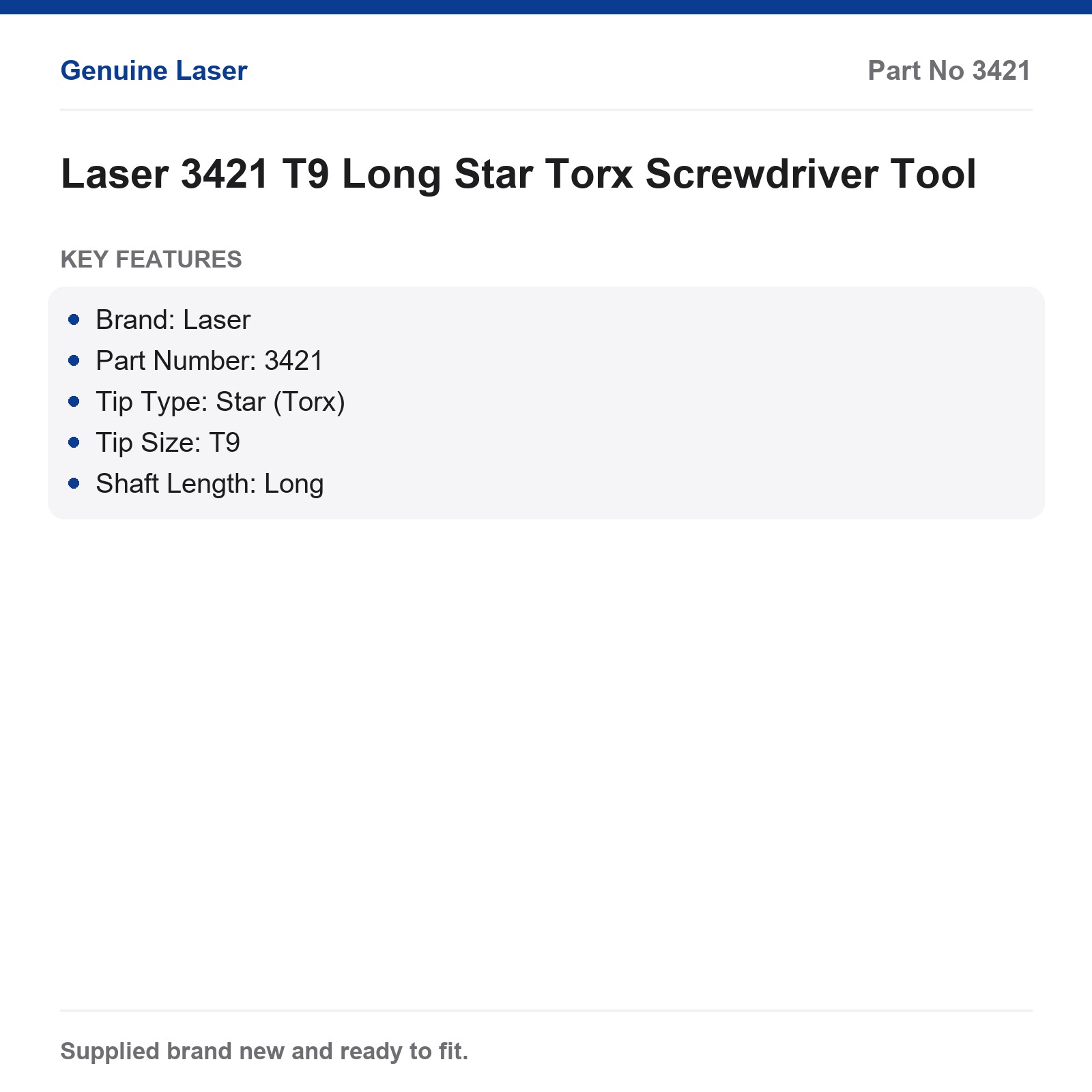 T9 Torx Star Screwdriver Long Shaft Laser 3421 Confined Space - Image 2