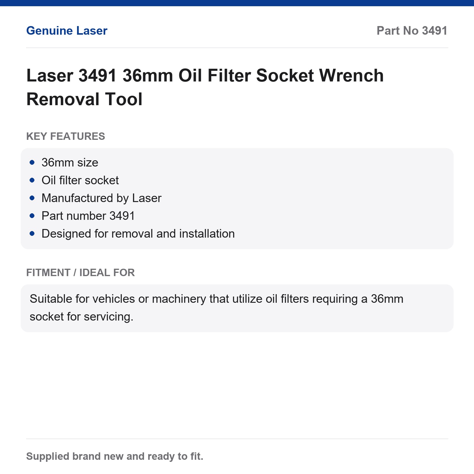 36mm Oil Filter Socket Wrench Laser 3491 - Image 4