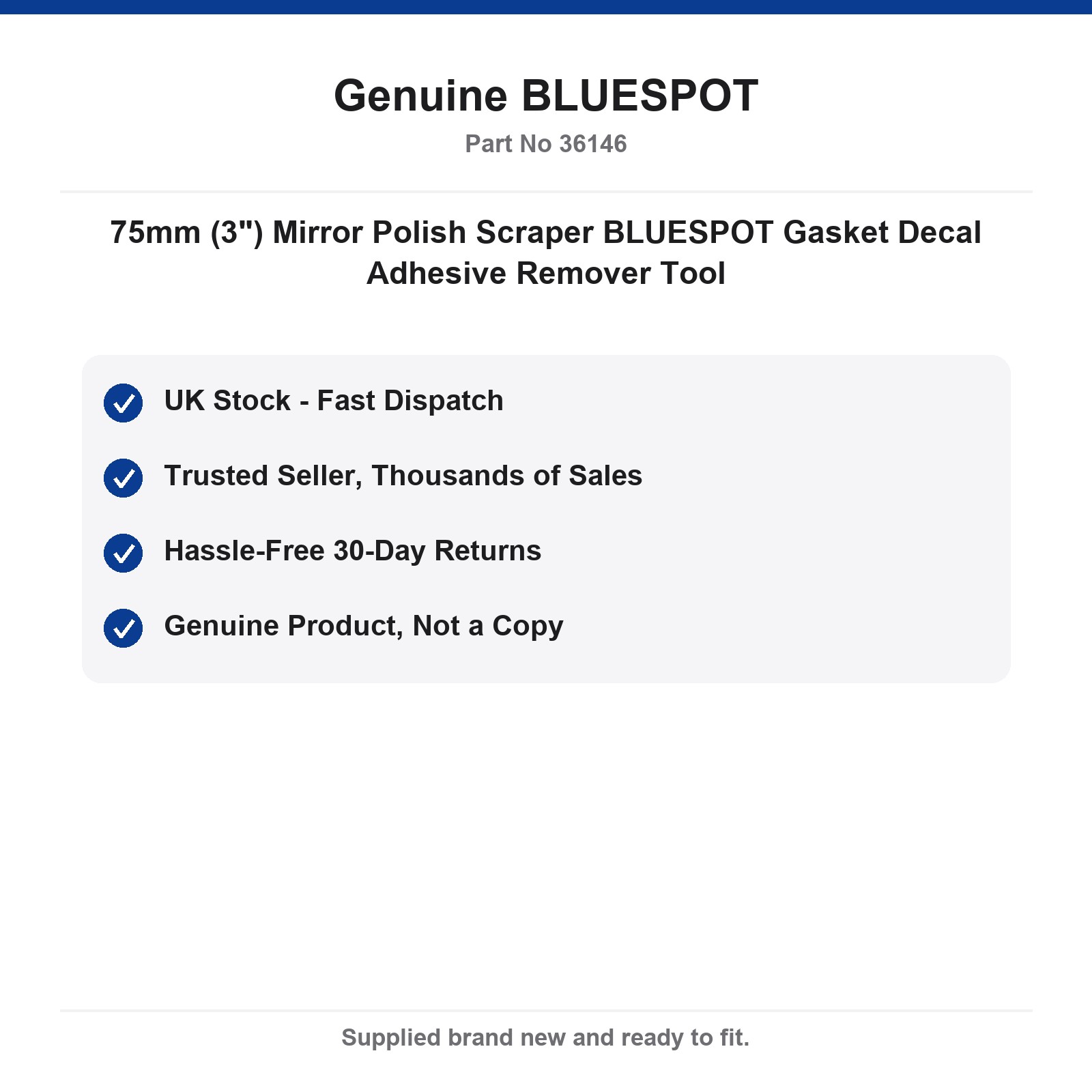 BLUESPOT Scraper Tool Gasket Decal Adhesive Remover 75mm (3") - Image 4