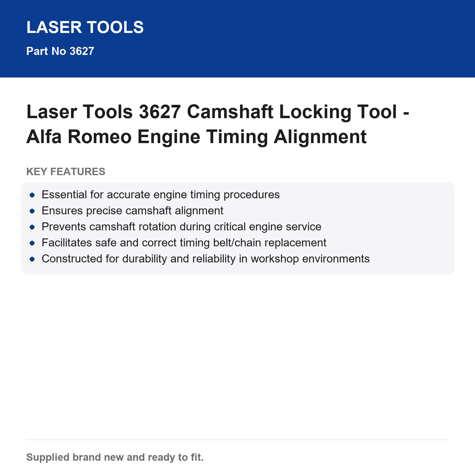 Laser Tools 3627 Camshaft Locking Tool - Alfa Romeo Engine Timing Alignment - Image 5