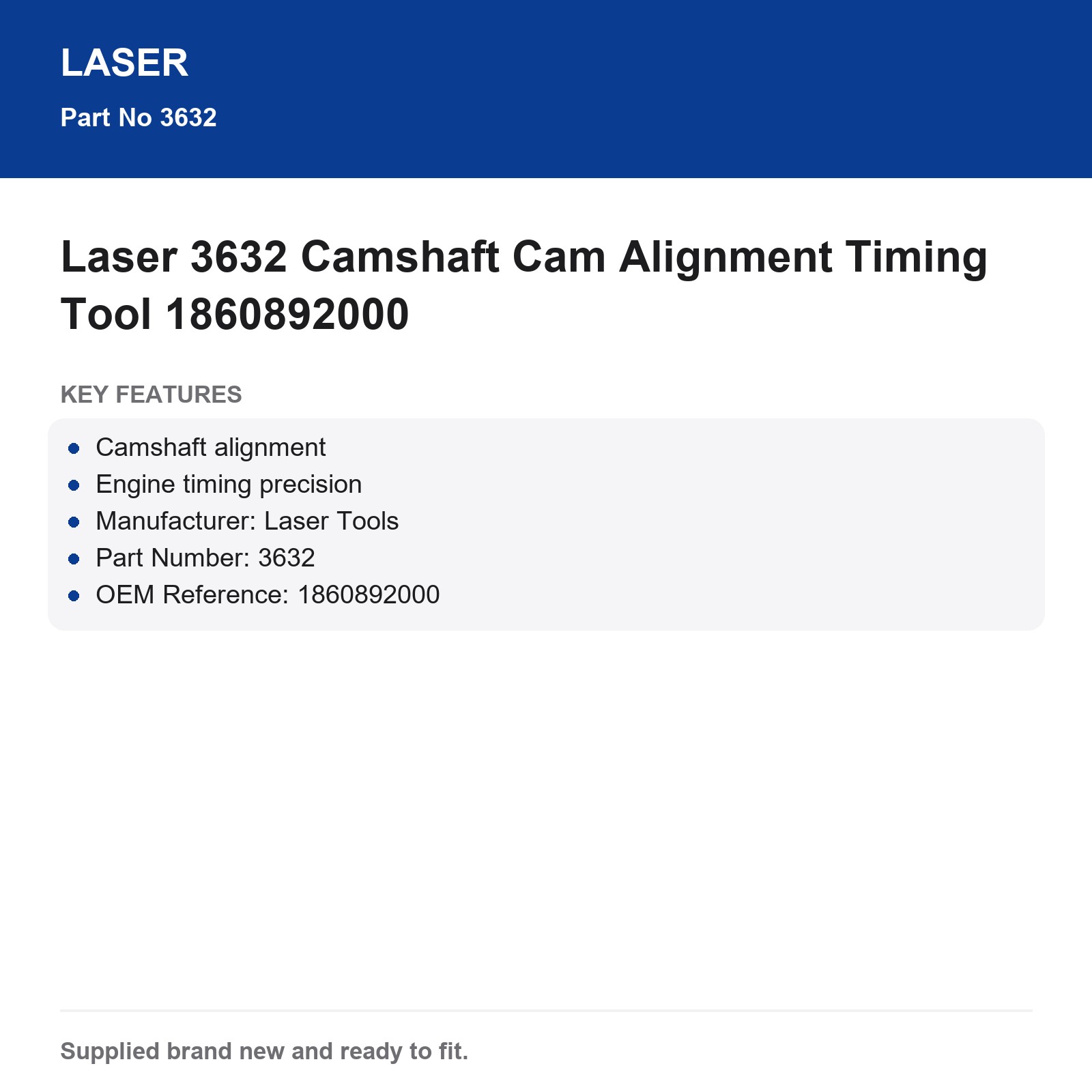 Laser 3632 Camshaft Cam Alignment Timing Tool 1860892000 - Image 4