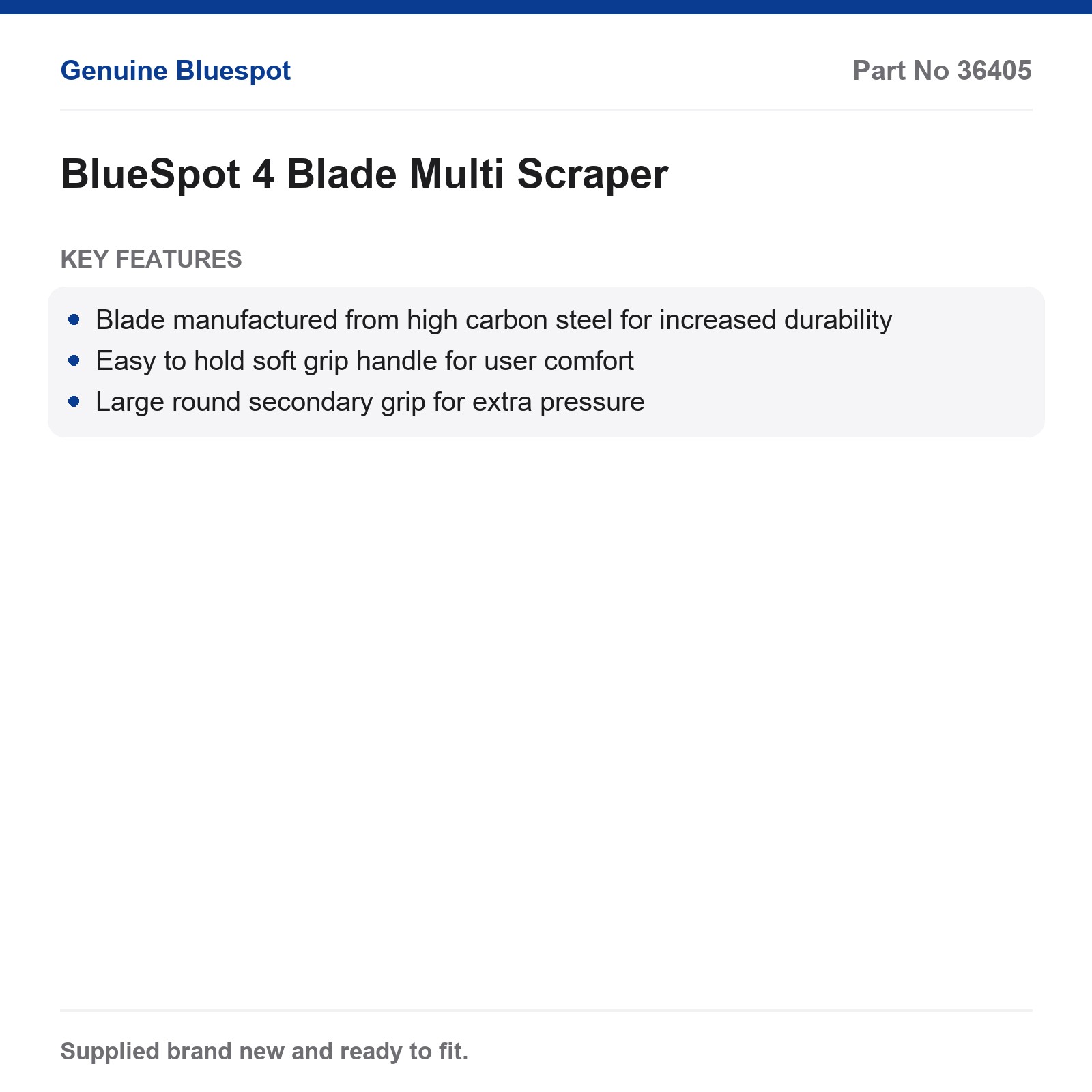 Bluespot 4 Blade Multi Scraper High Carbon Steel Soft Grip Extra Pressure - Image 3