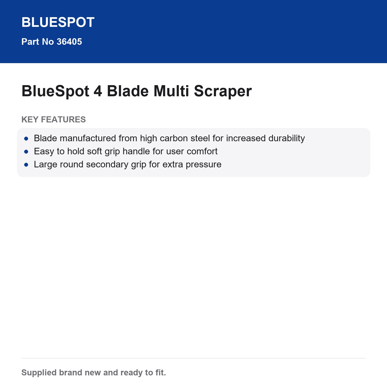 Bluespot 4 Blade Multi Scraper High Carbon Steel Soft Grip Extra Pressure - Image 4