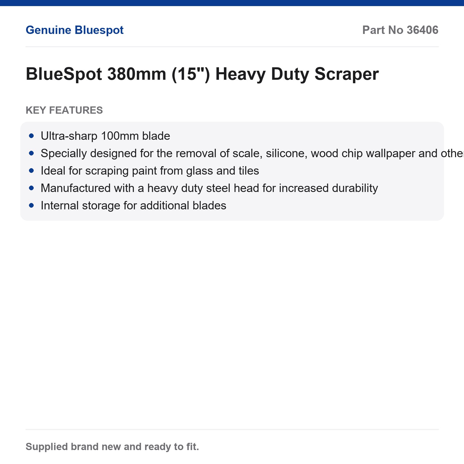Bluespot Heavy Duty Scraper 100mm Blade Wallpaper Paint Glass Tile Silicone - Image 3