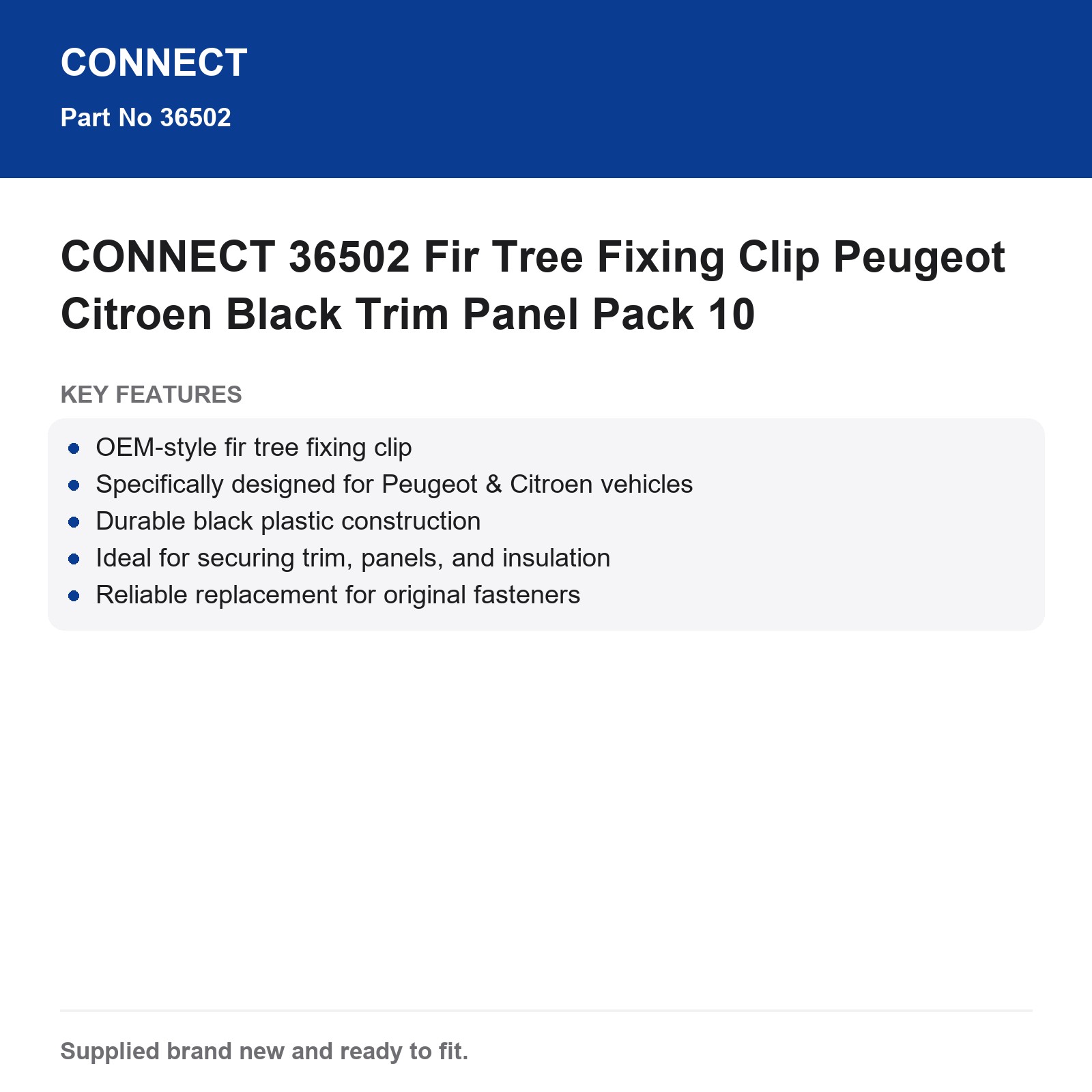 Peugeot Citroen Trim Panel Fir Tree Fixing Clip CONNECT 36502 Black Pack 10 - Image 8