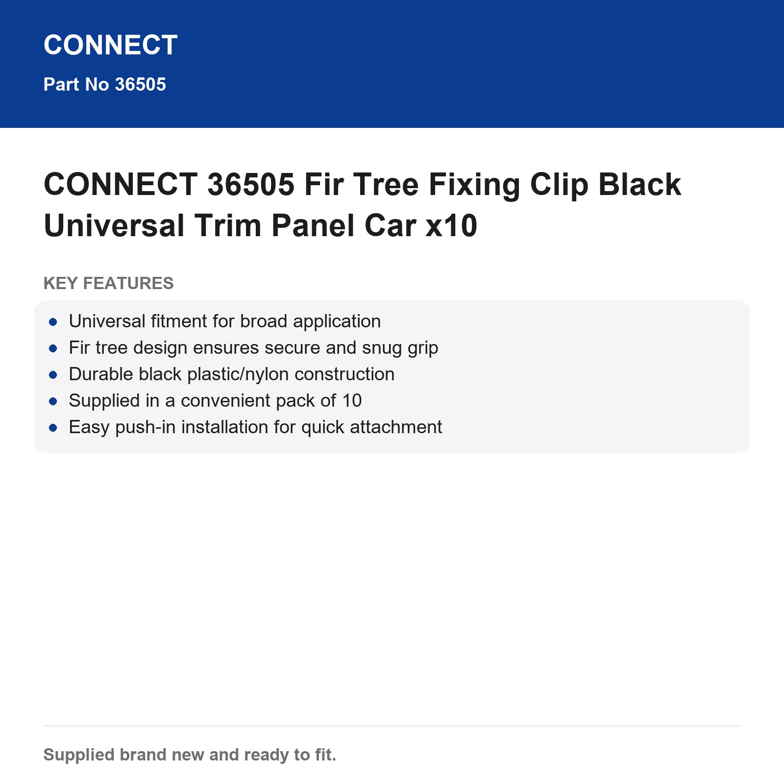 Fir Tree Fixing Clip Universal Trim Panel Car CONNECT 36505 Black x10 - Image 7