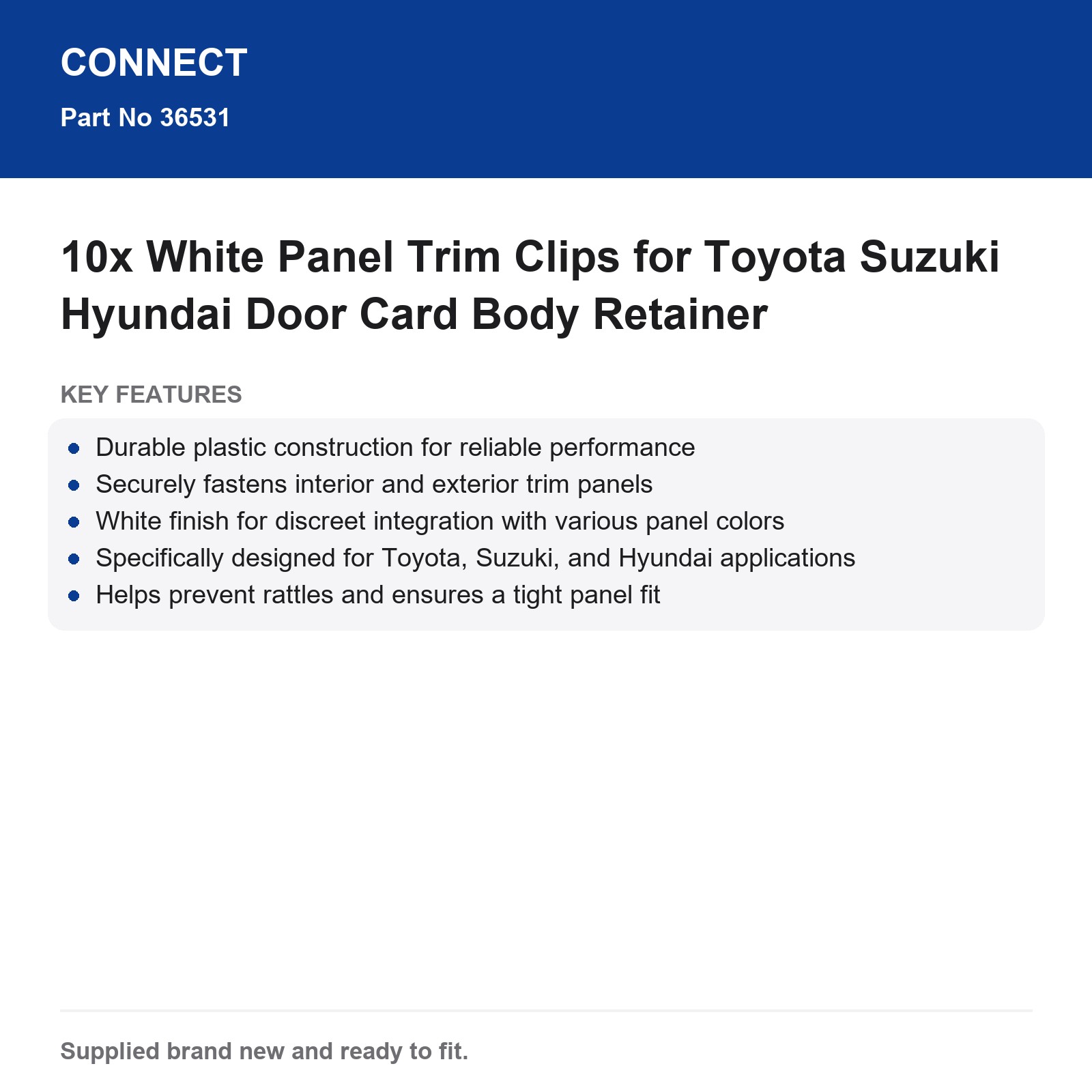 10x White Panel Trim Clips for Toyota Suzuki Hyundai Door Card Body Retainer - Image 7