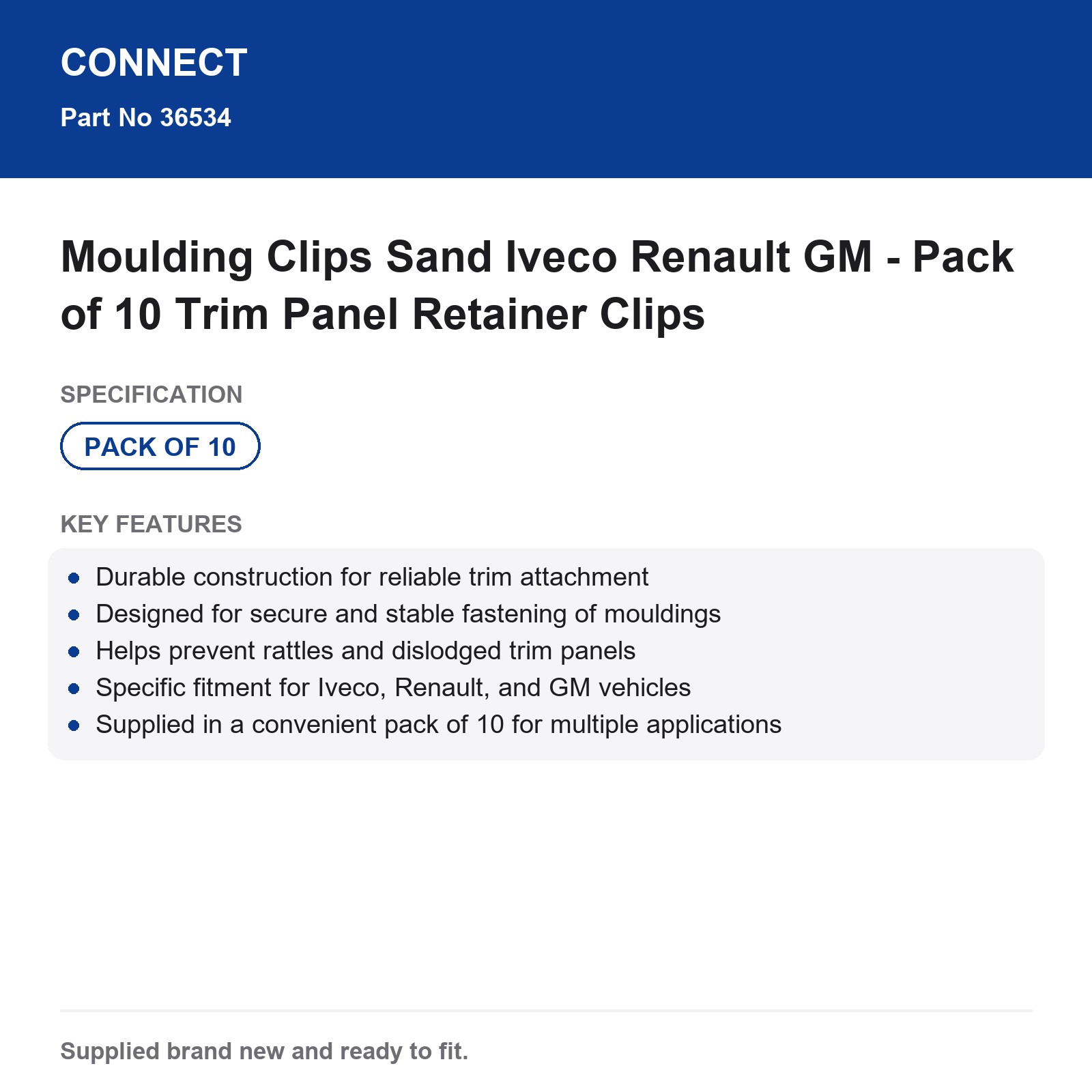 CONNECT Iveco Renault GM Moulding Trim Retainer Clips Sand 10 Pack - Image 8