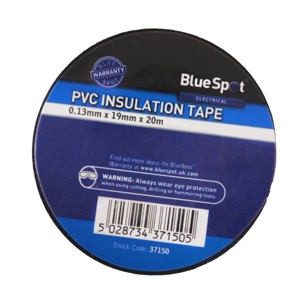 BlueSpot Black PVC Electrical Insulation Tape 19mm x 20M Int Ext BS EN 60454