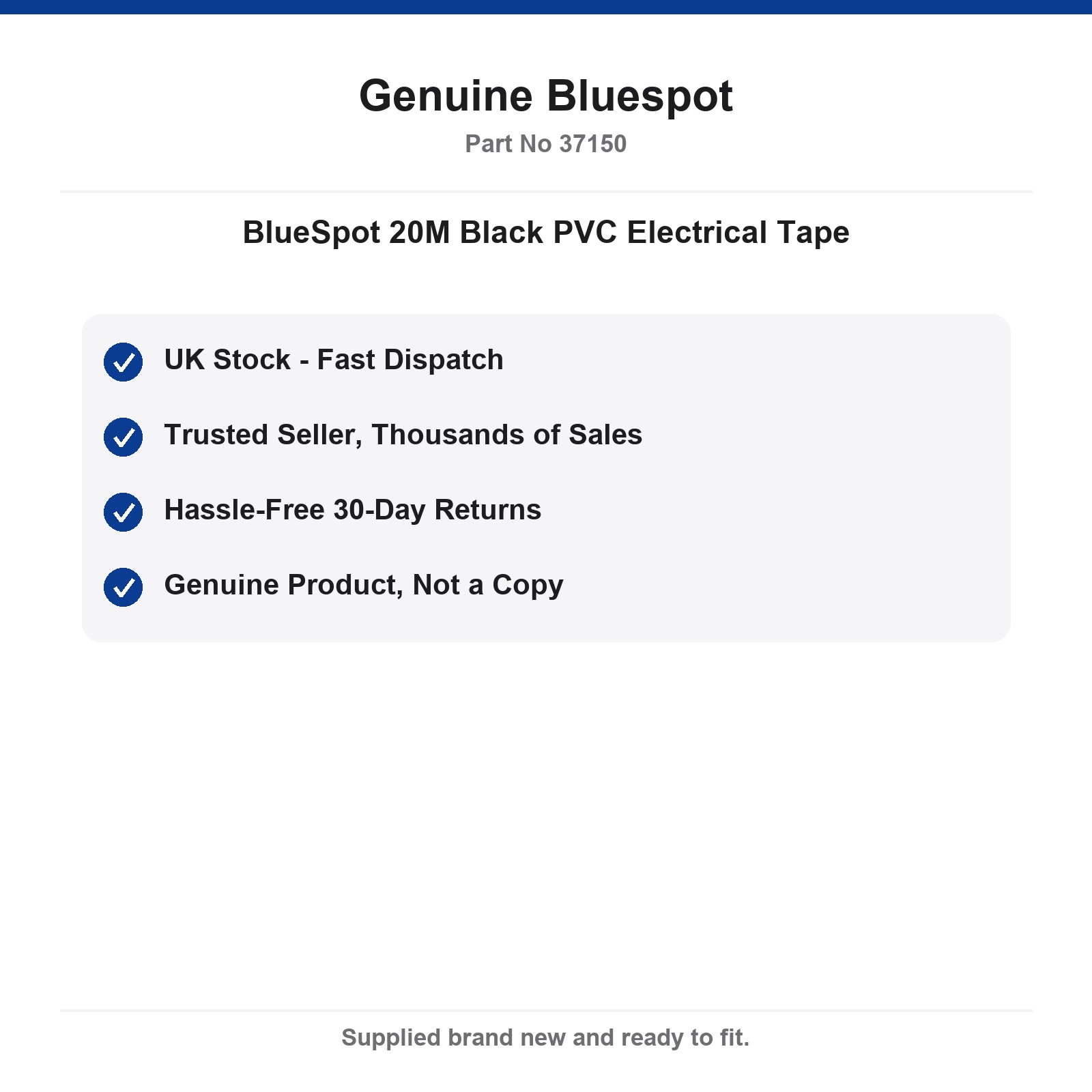 BlueSpot Black PVC Electrical Insulation Tape 19mm x 20M Int Ext BS EN 60454 - Image 4