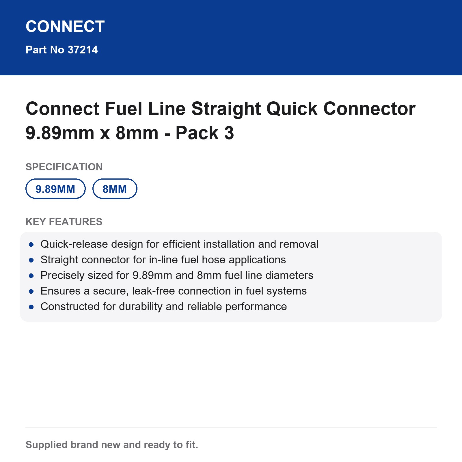 Fuel Line Quick Connector Straight 9.89mm 8mm Connect Pack 3 - Image 3
