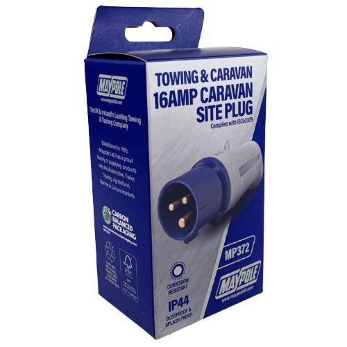 Maypole 230V 16A Site Plug Caravan Motorhome Hook Up IP44