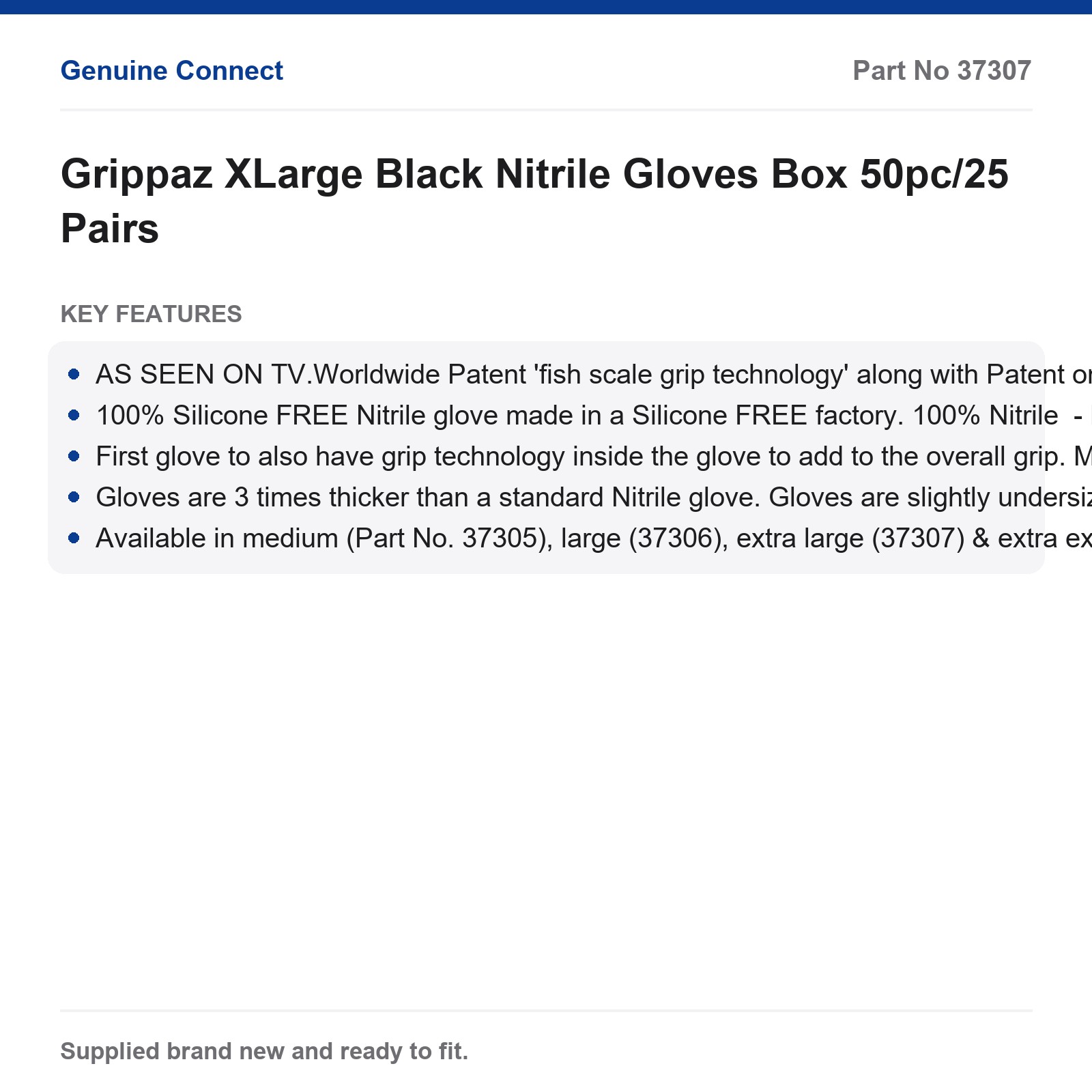 Grippaz XLarge Black Nitrile Work Gloves 50pc Box - Image 4