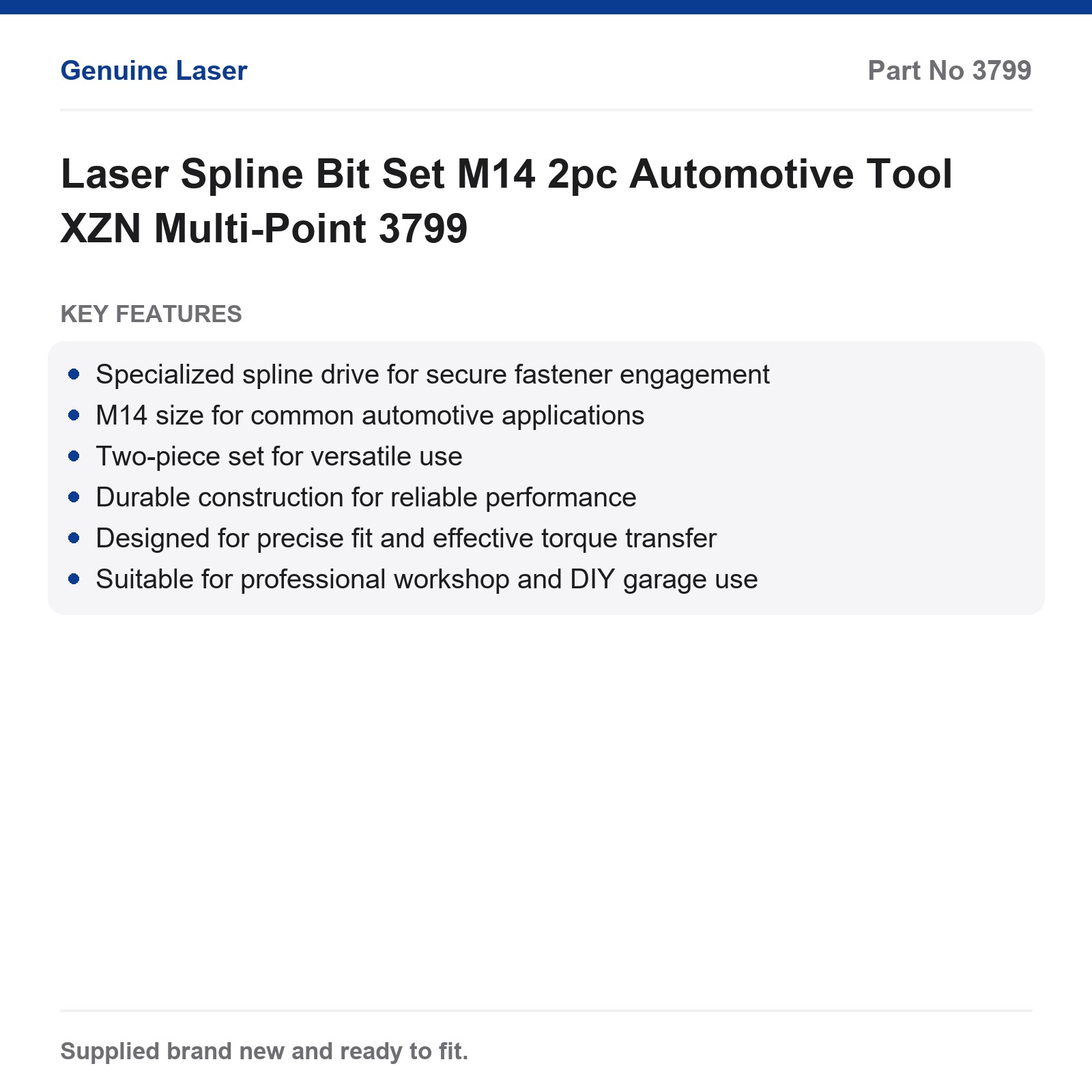 Laser M14 Spline Bit Set 2pc Automotive XZN Multi-Point 3799 - Image 2
