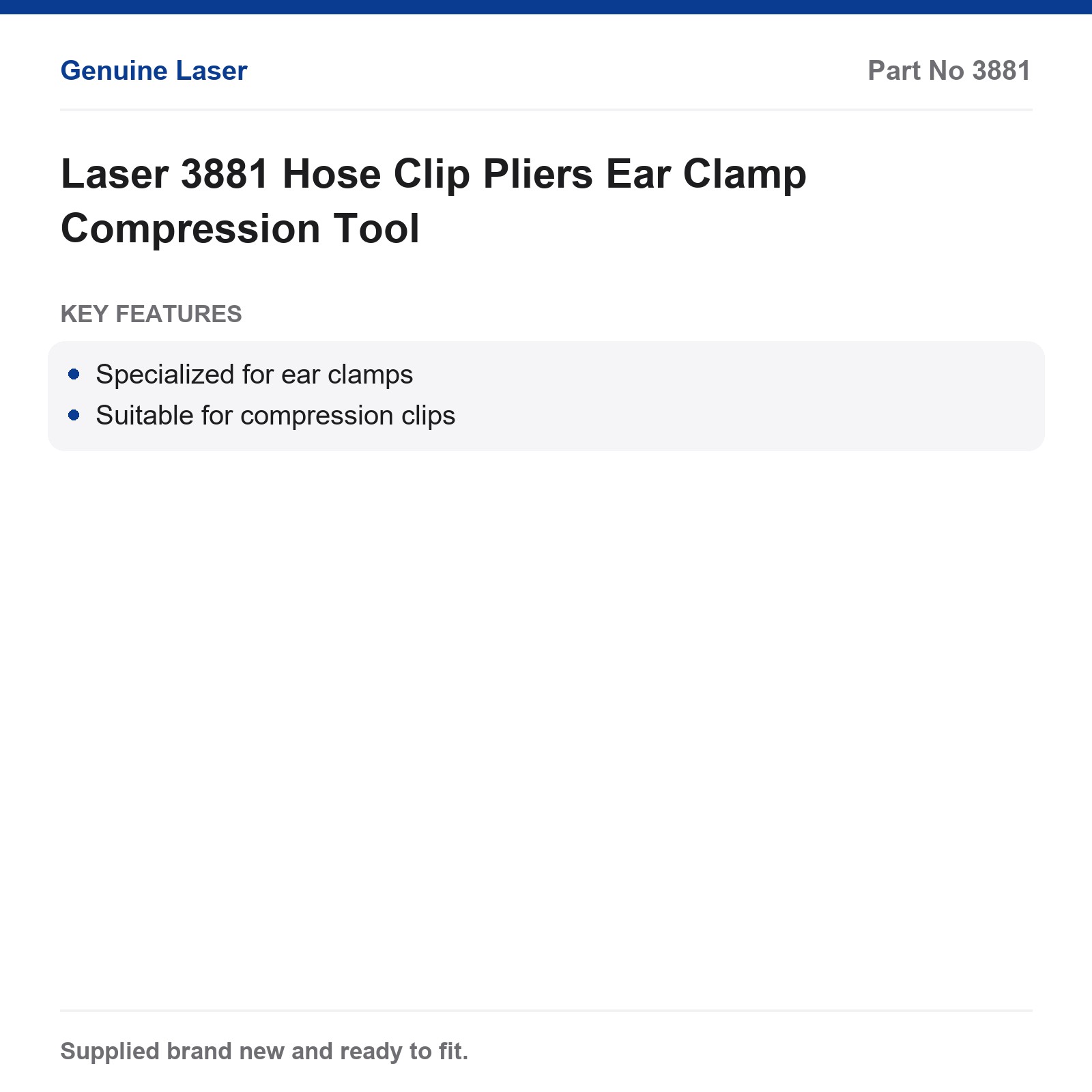 Laser 3881 Ear Clamp Compression Hose Clip Pliers - Image 4