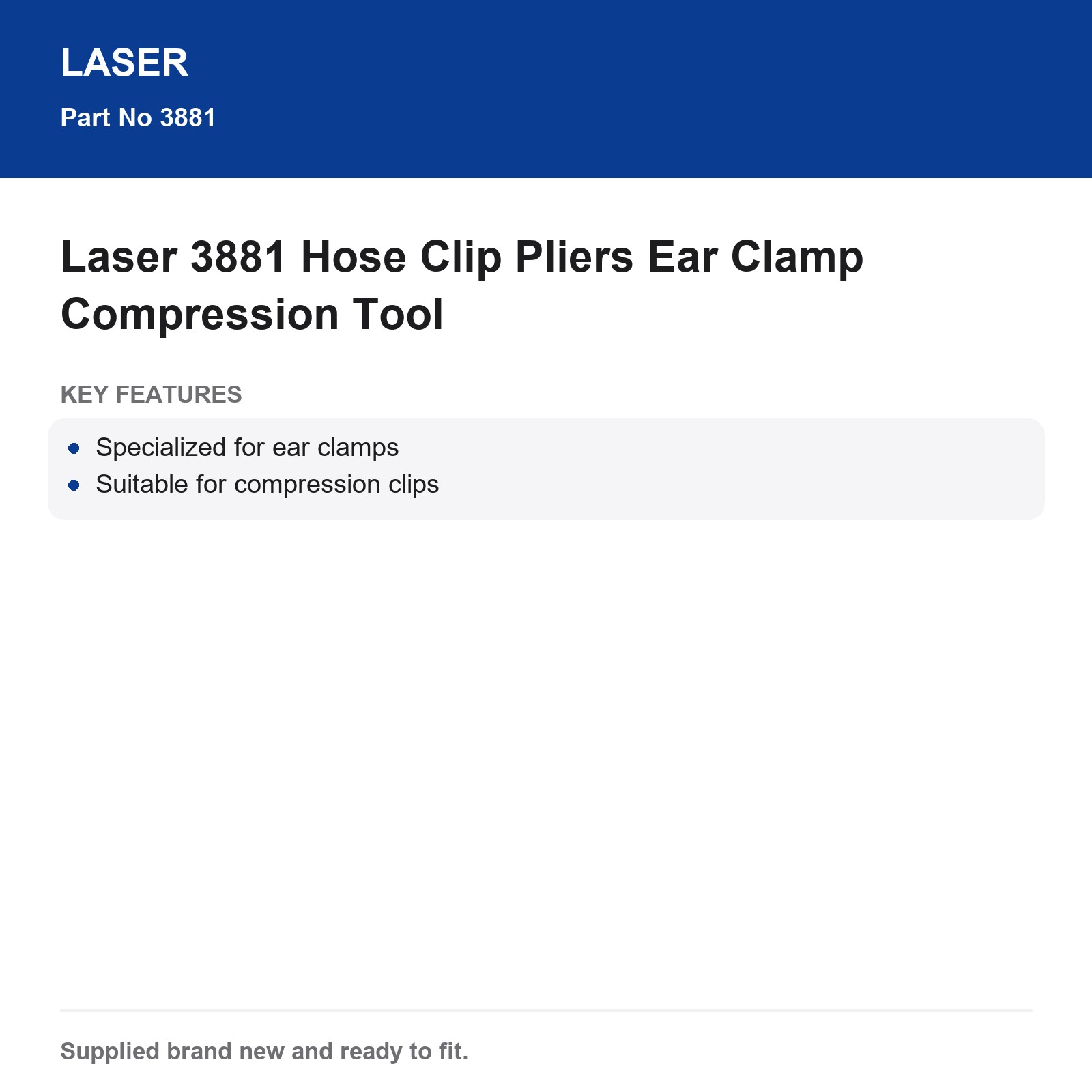 Laser 3881 Ear Clamp Compression Hose Clip Pliers - Image 5