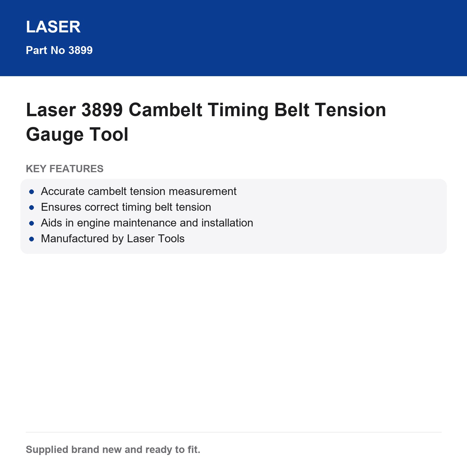 Laser 3899 Cambelt Timing Belt Tension Gauge Engine Maintenance Install - Image 6