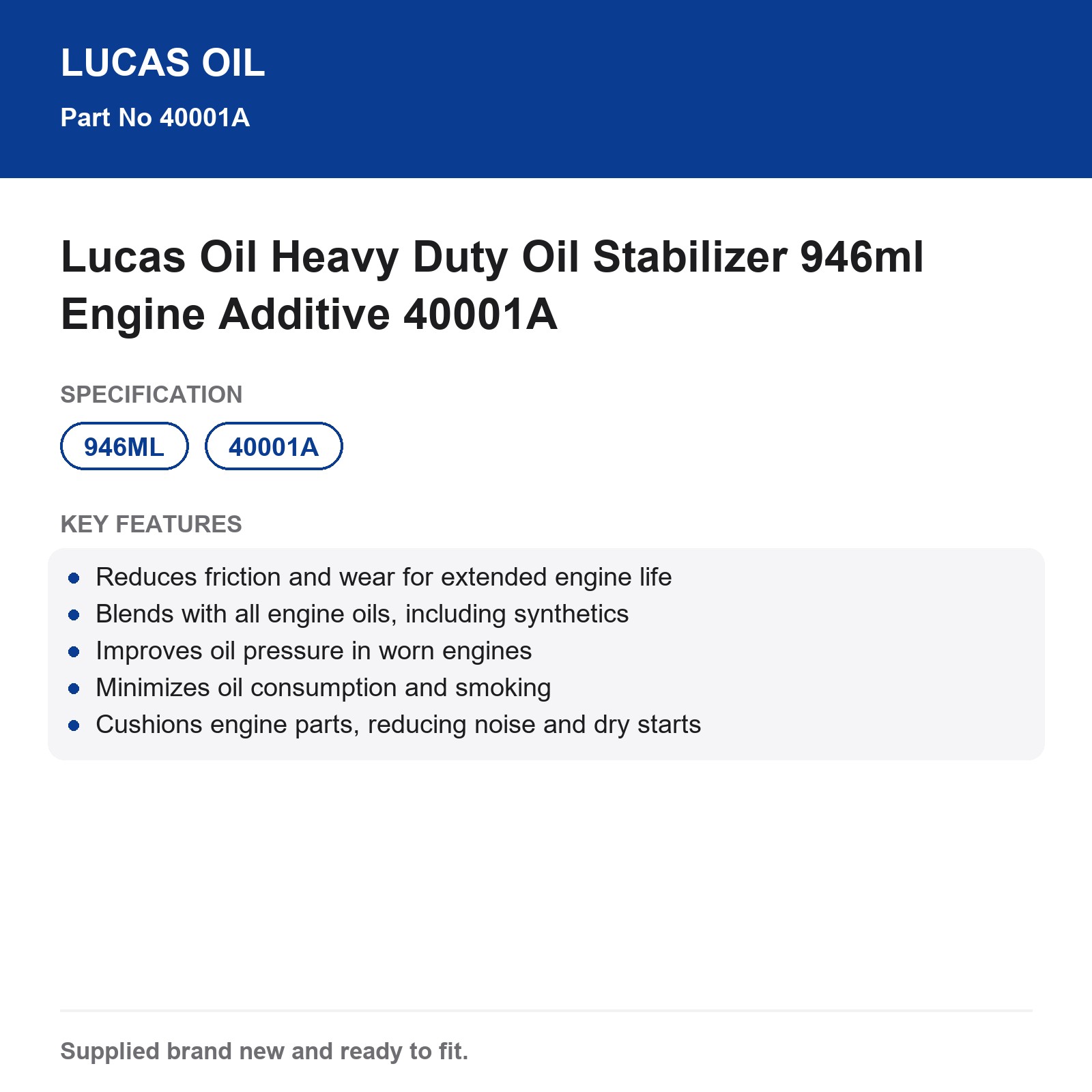 Lucas Oil Heavy Duty Oil Stabilizer 946ml Engine Additive 40001A - Image 5
