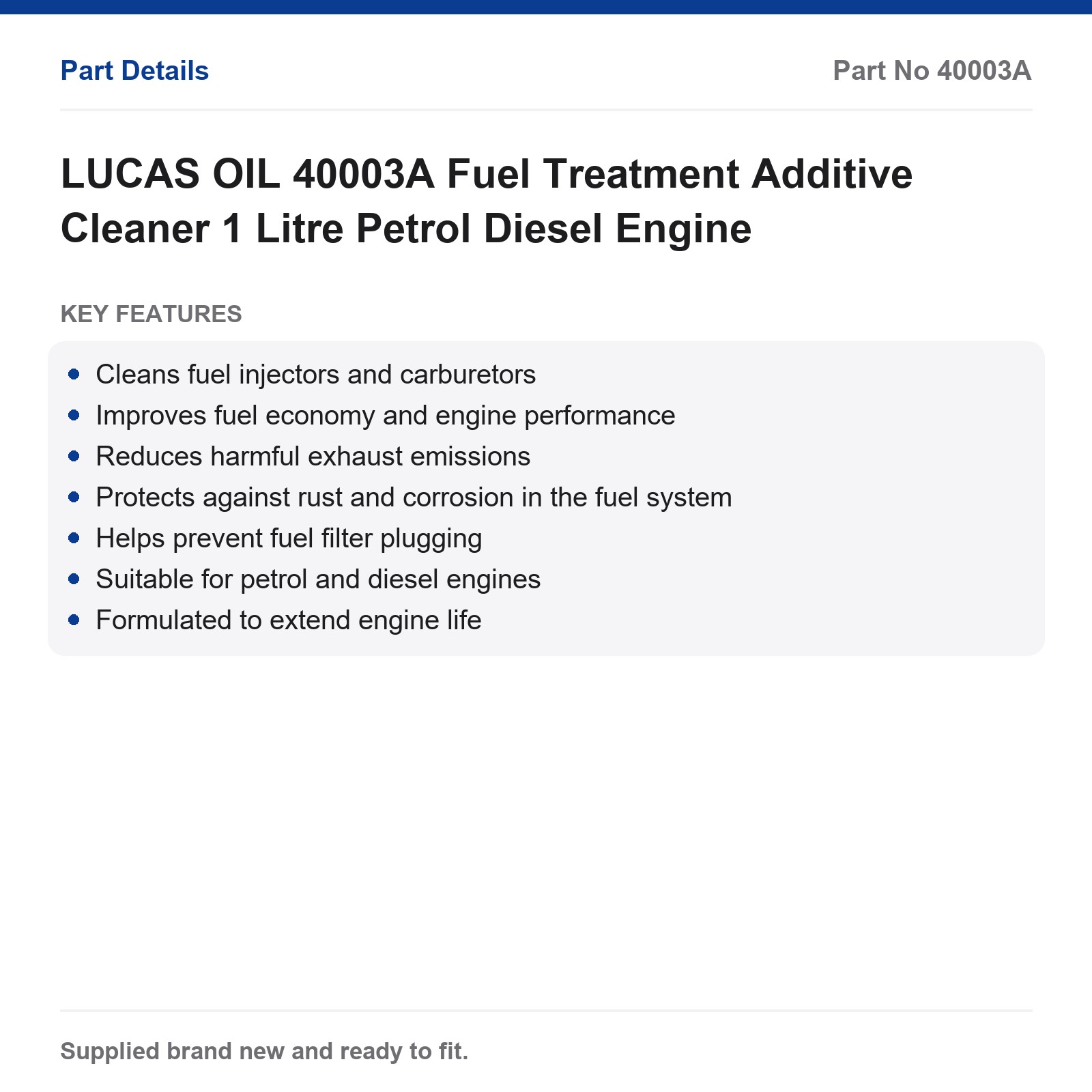 LUCAS OIL 40003A Fuel Treatment Additive Cleaner 1 Litre Petrol Diesel Engine - Image 3