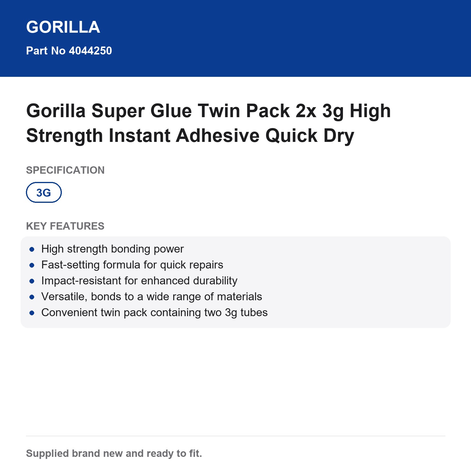 Gorilla Super Glue Twin Pack 2x 3g High Strength Instant Adhesive Quick Dry - Image 3