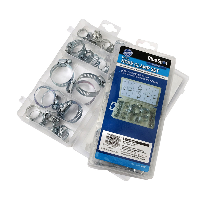 Blue Spot Tools Garden Hose Clamp Set Worm Gear 26-Piece