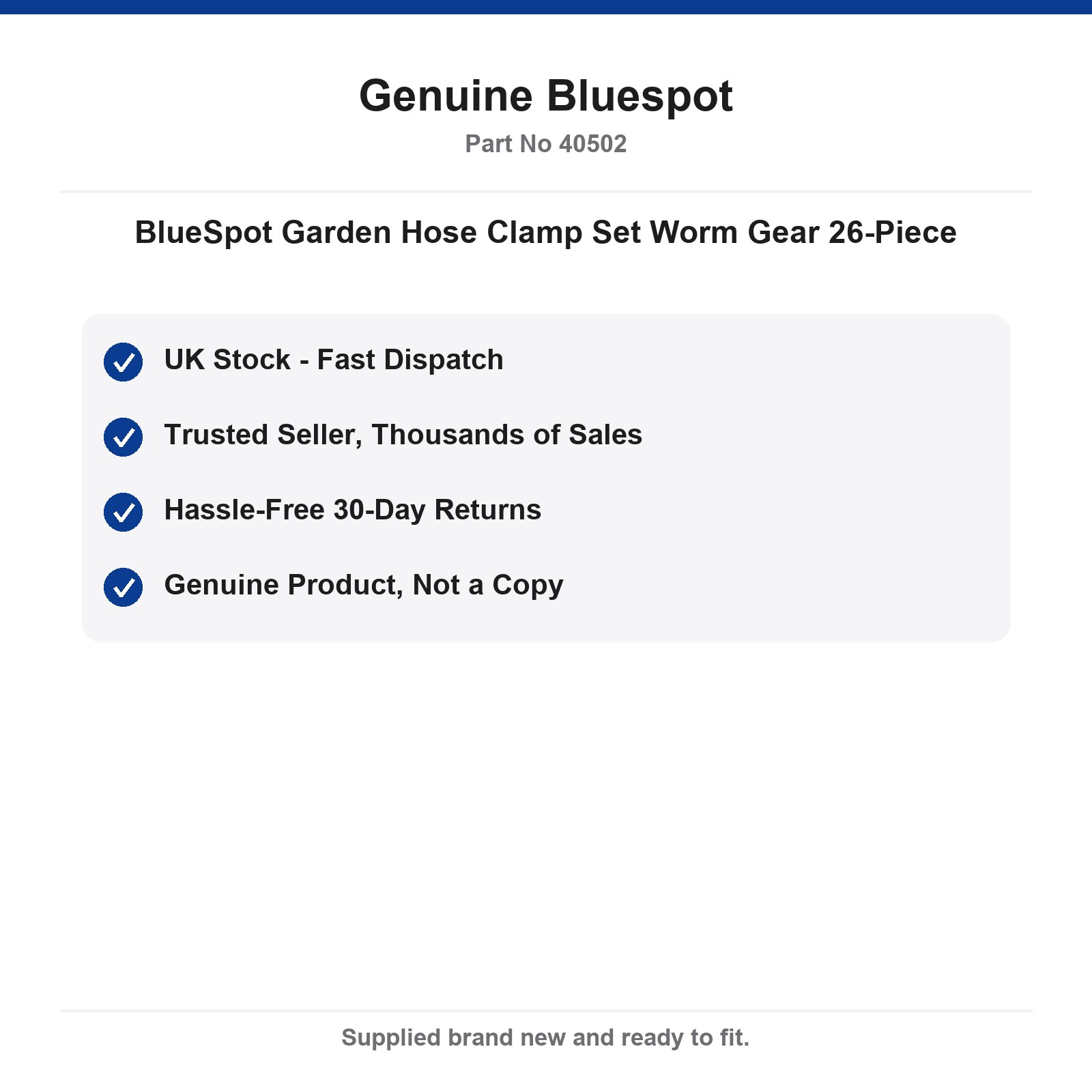 Blue Spot Tools Garden Hose Clamp Set Worm Gear 26-Piece - Image 4