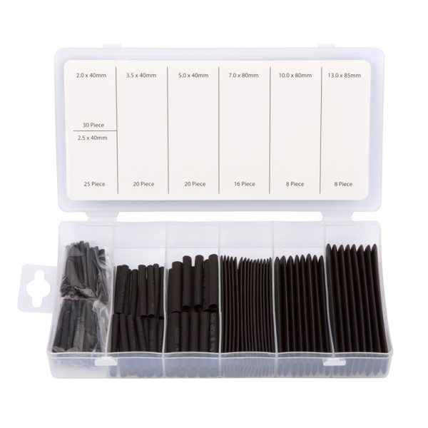 BlueSpot Heat Shrink Tubing 127pc Assorted Black