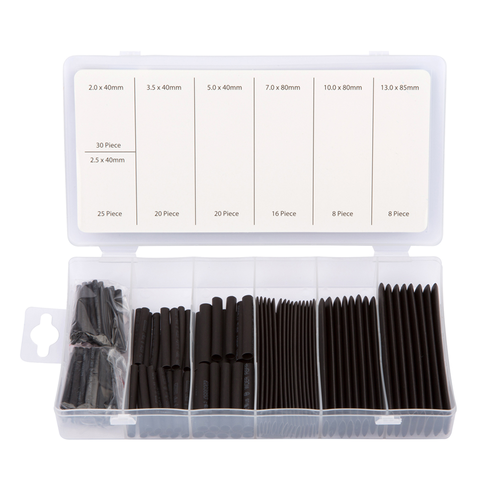 BlueSpot Heat Shrink Tubing 127pc Assorted Black