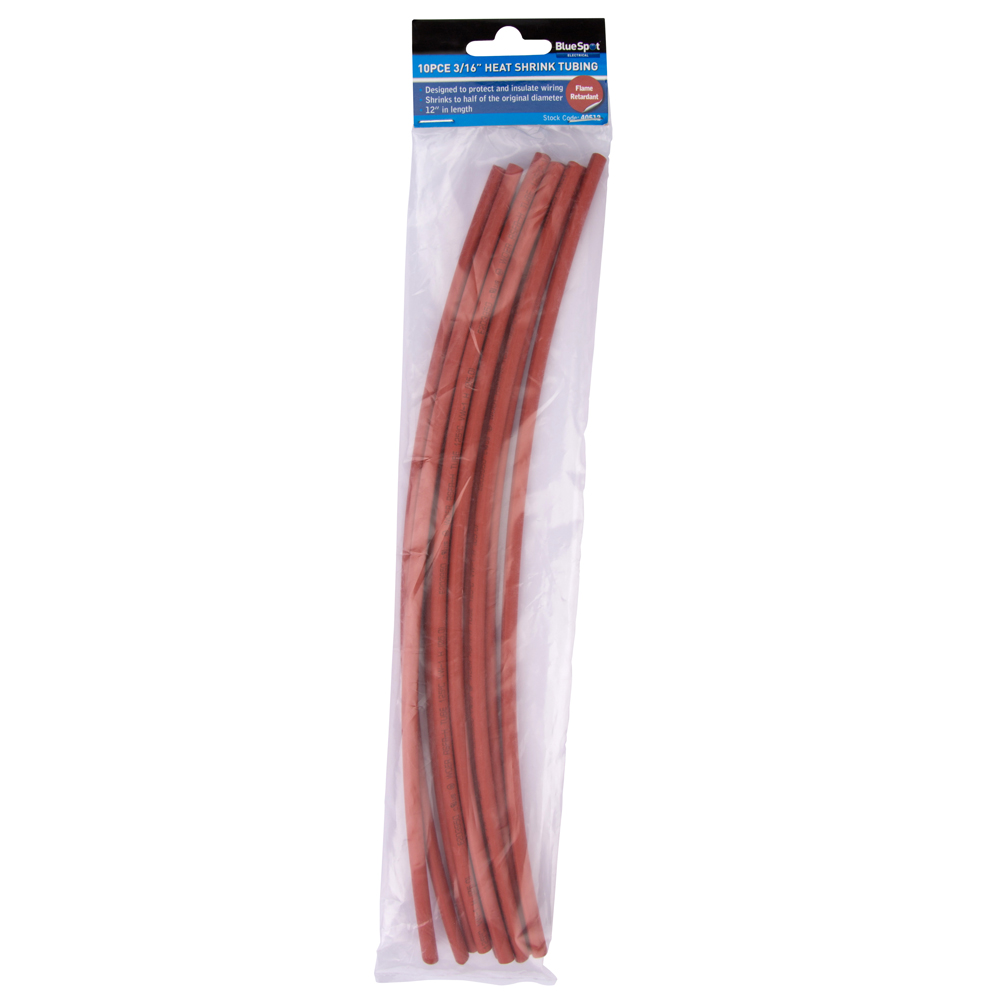 Heat Shrink Tubing Red 3/16″ 12″ (300mm) BlueSpot 10pc