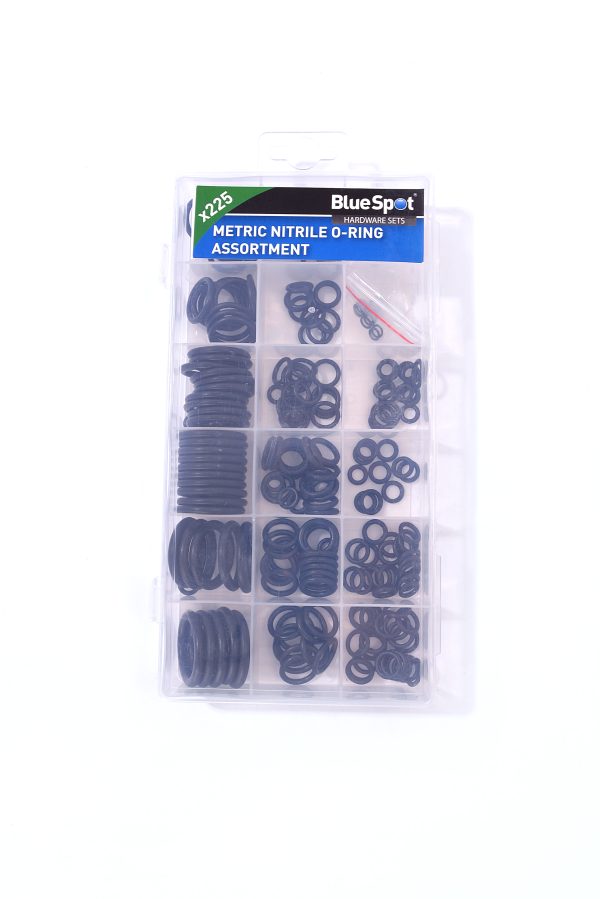 BlueSpot 225pc Assorted Metric Nitrile O-Ring Plumbing Hydraulic Air Fuel Case