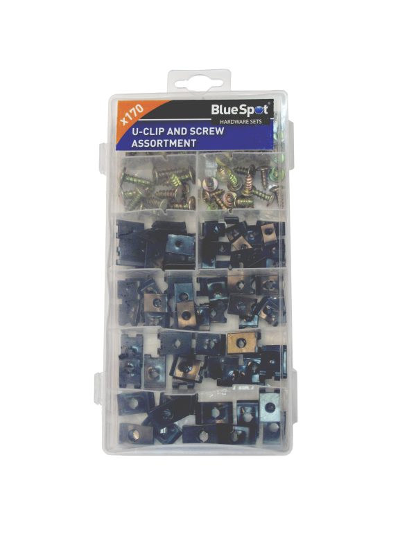 BlueSpot 170pc U-Clip Screw Set Assorted Fixings Case