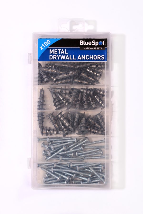 BlueSpot 100pc Assorted Metal Drywall Anchor And Screw Set