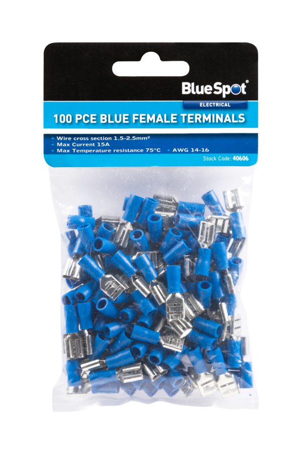 Bluespot Female Terminals 100pc Blue Electrical Auto