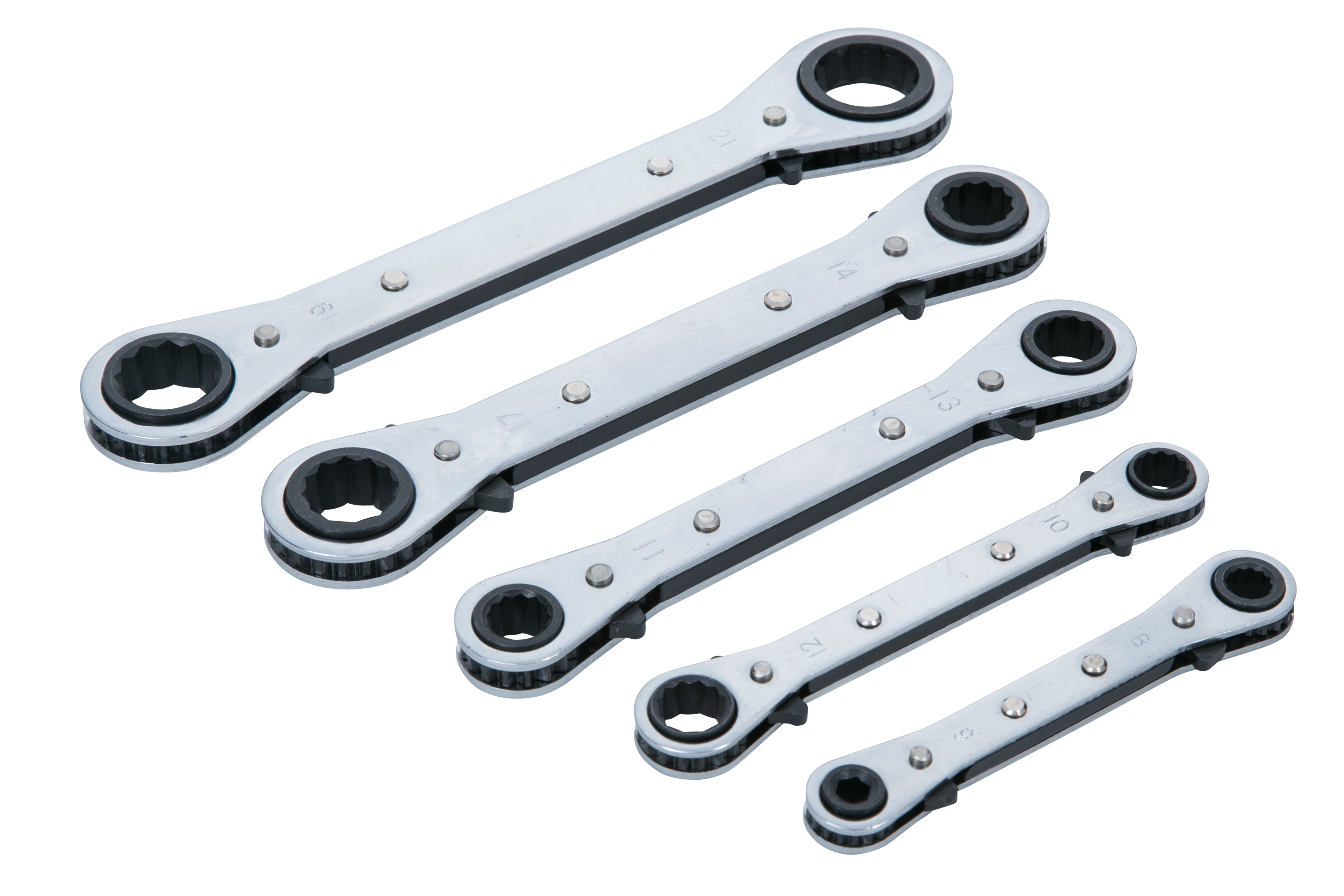 BlueSpot 5pc Metric Ratchet Ring Spanner Set (6-21mm) - Image 2