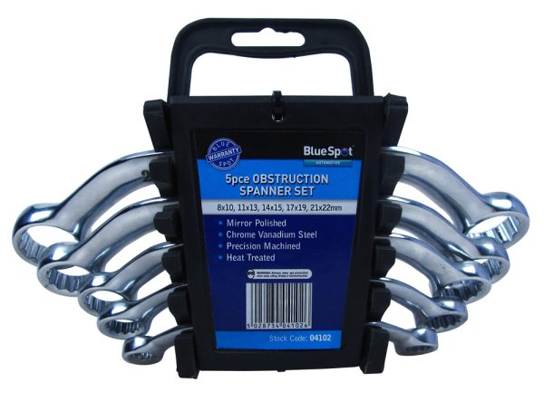 Obstruction Spanner Set Metric 5pc BlueSpot 8-22mm