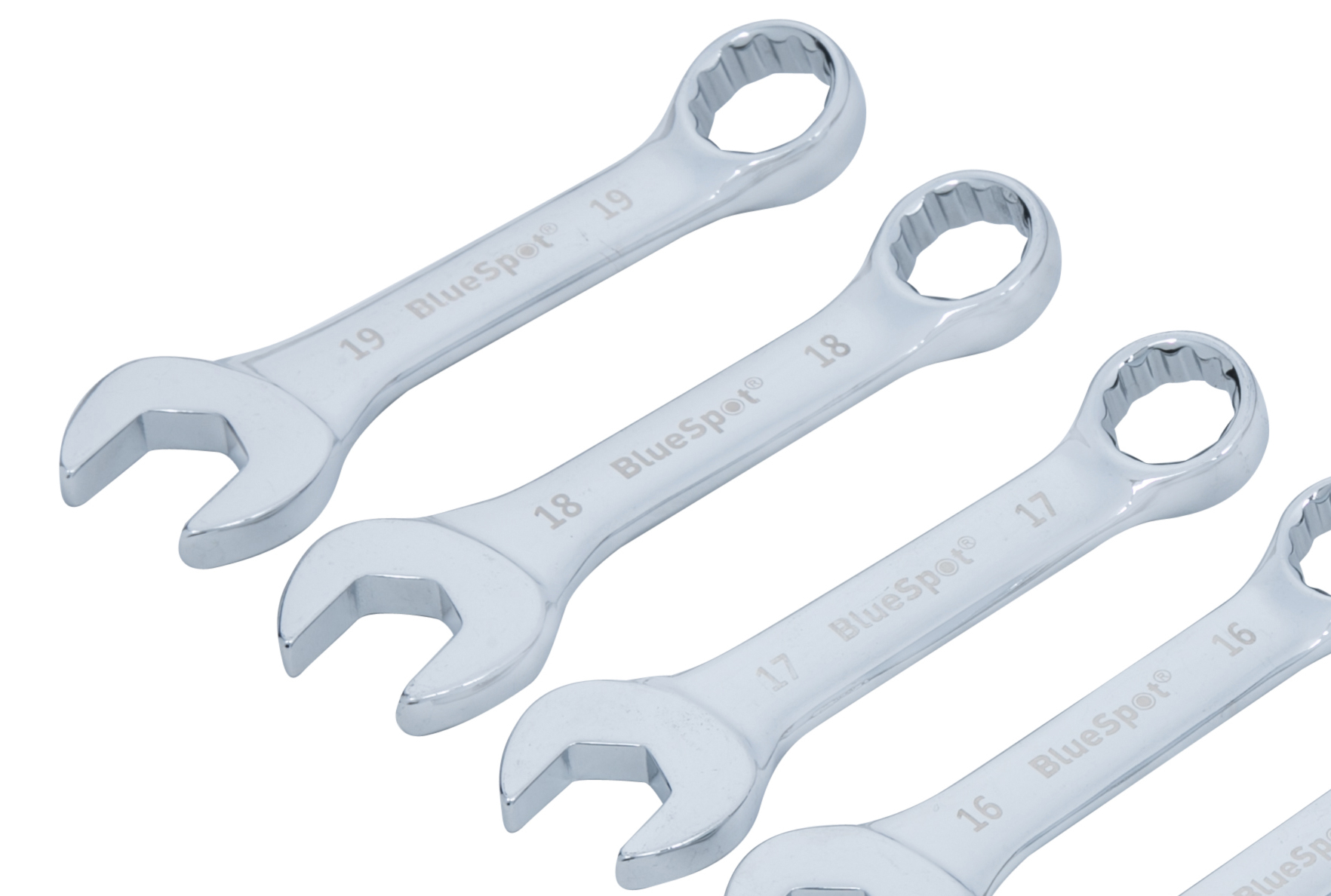 BlueSpot 10pc Metric Stubby Spanners 10-19mm Chrome Vanadium Mirror Finish Case - Image 3