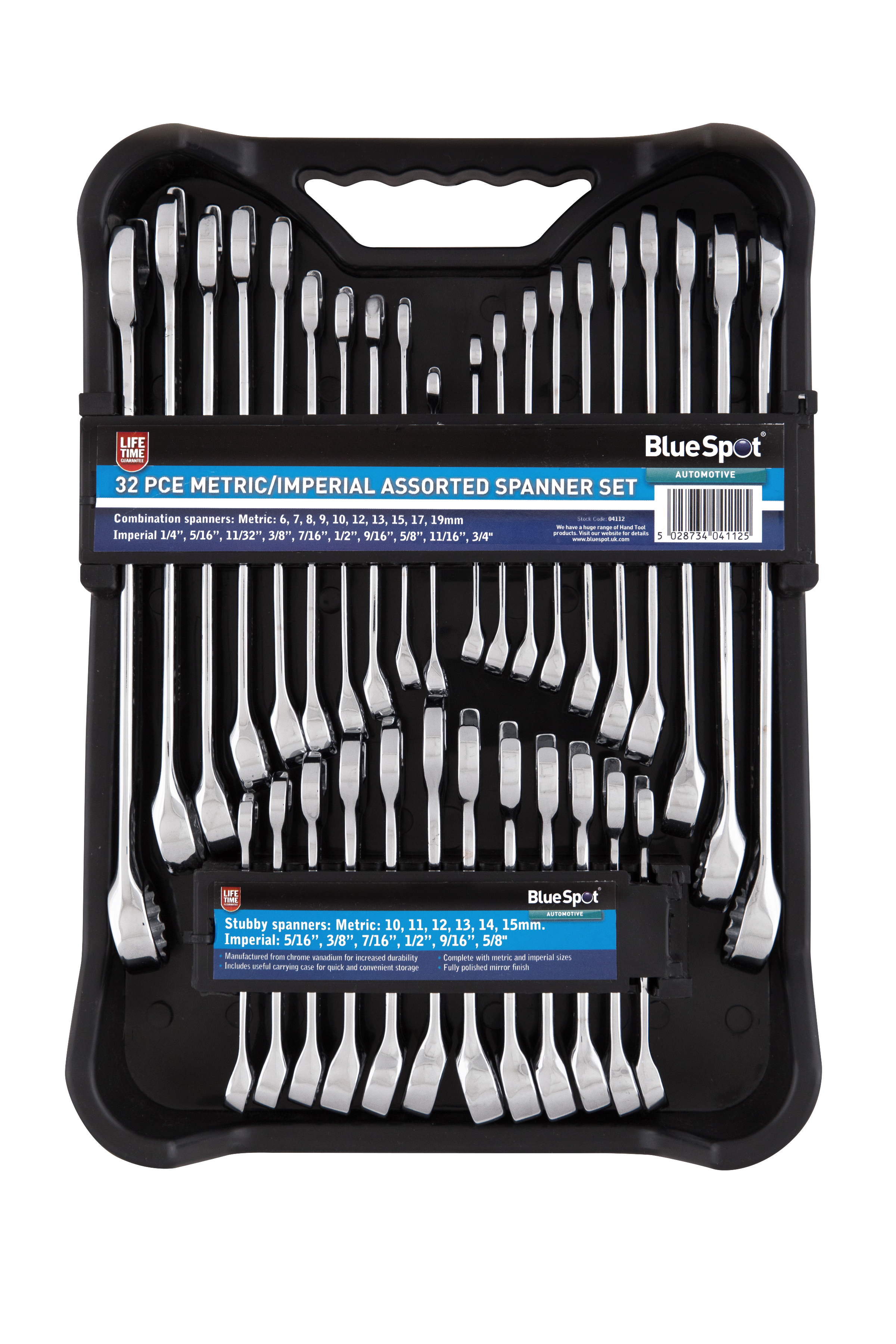 BlueSpot 32pc Metric Imperial Spanner Set (6-19mm)(1/4″-5/8″)