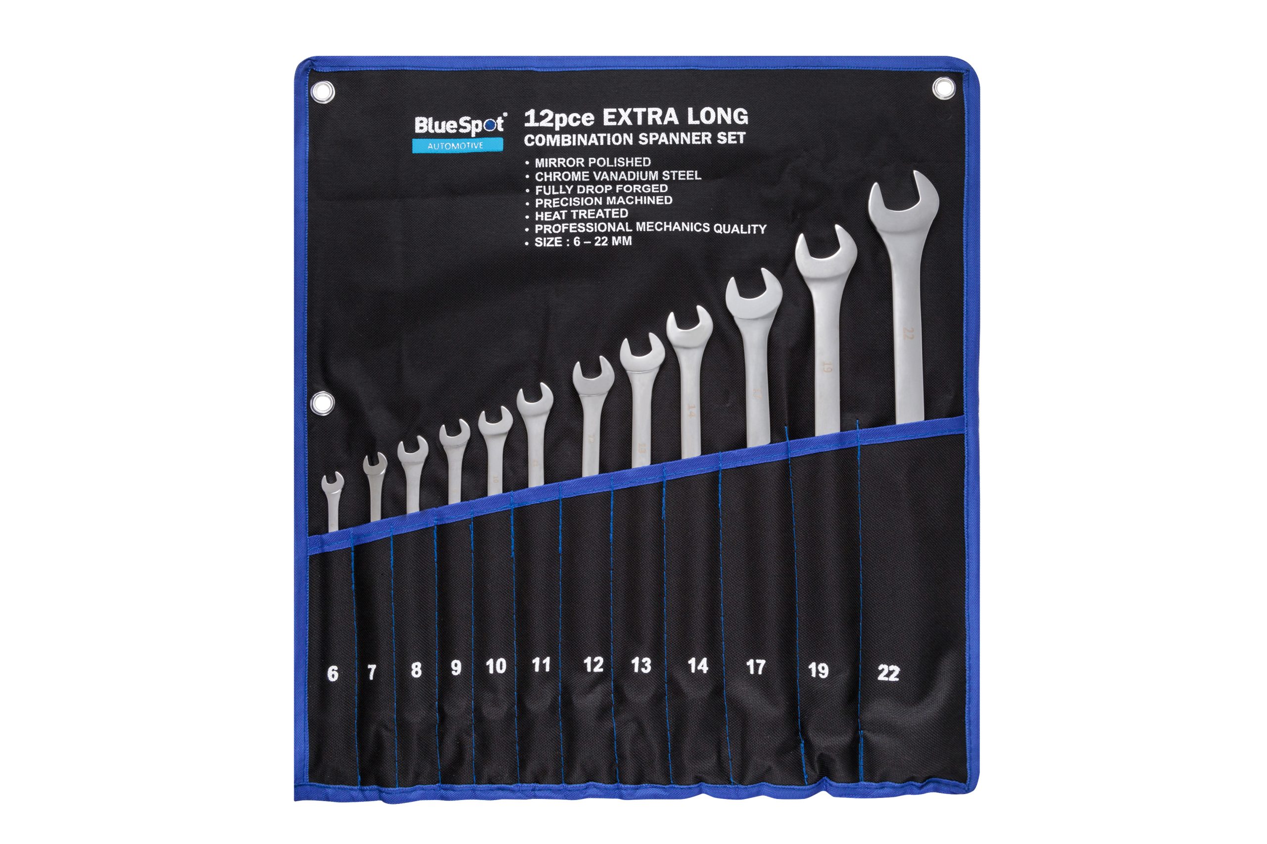 BlueSpot Combination Spanner Set 12pc Extra Long Metric (6-22mm)