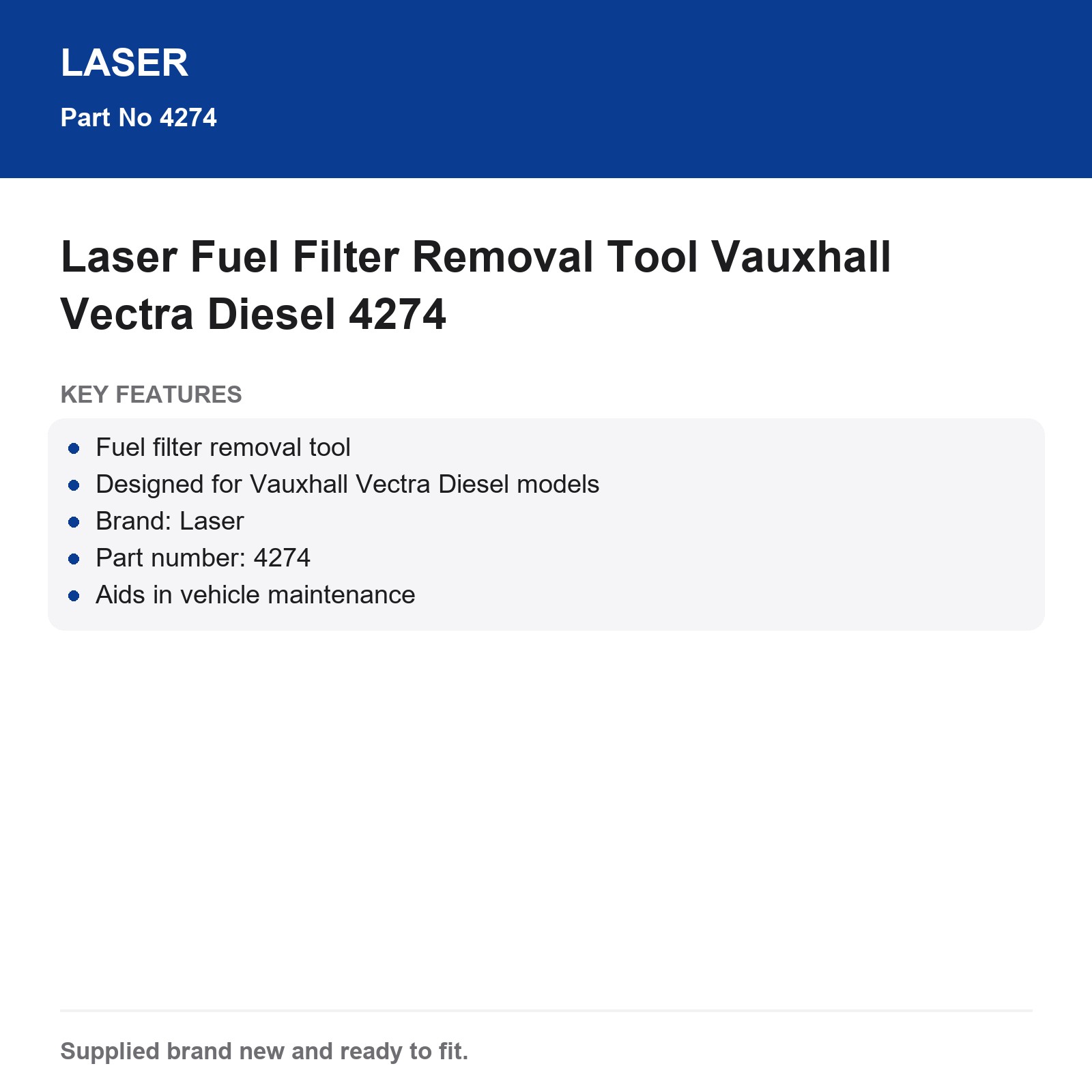 Vauxhall Vectra Diesel Fuel Filter Removal Tool Laser 4274 - Image 3