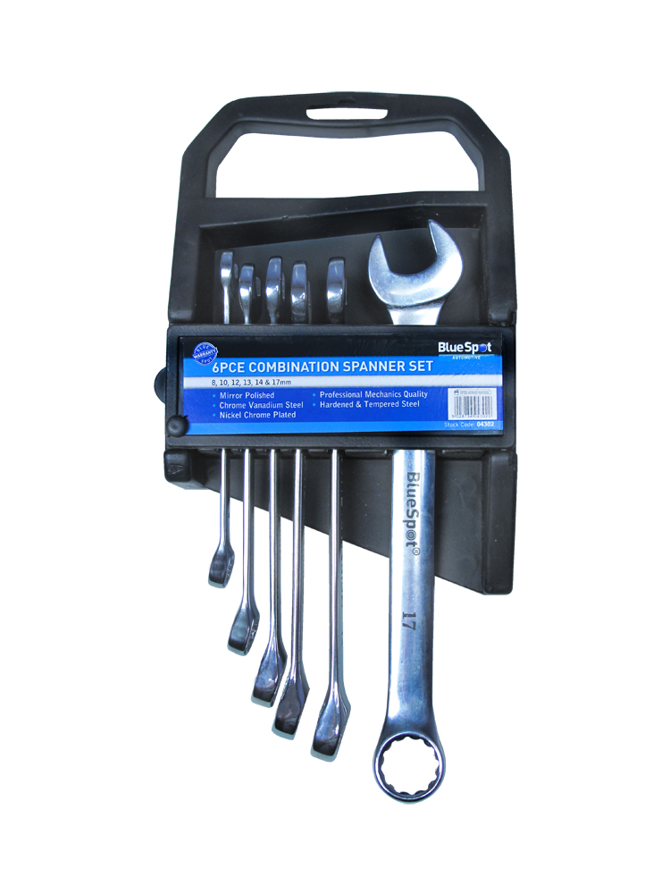 BlueSpot 6pc Metric Combination Spanner Set (8-17mm)