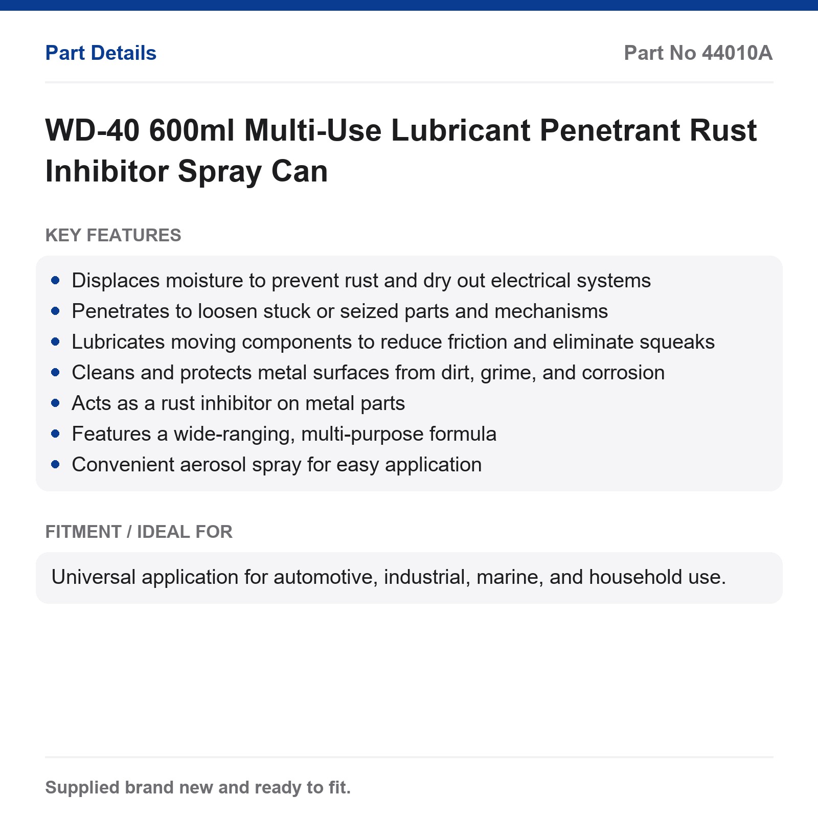 WD-40 600ml Multi-Use Lubricant Penetrant Rust Inhibitor Spray Can - Image 3