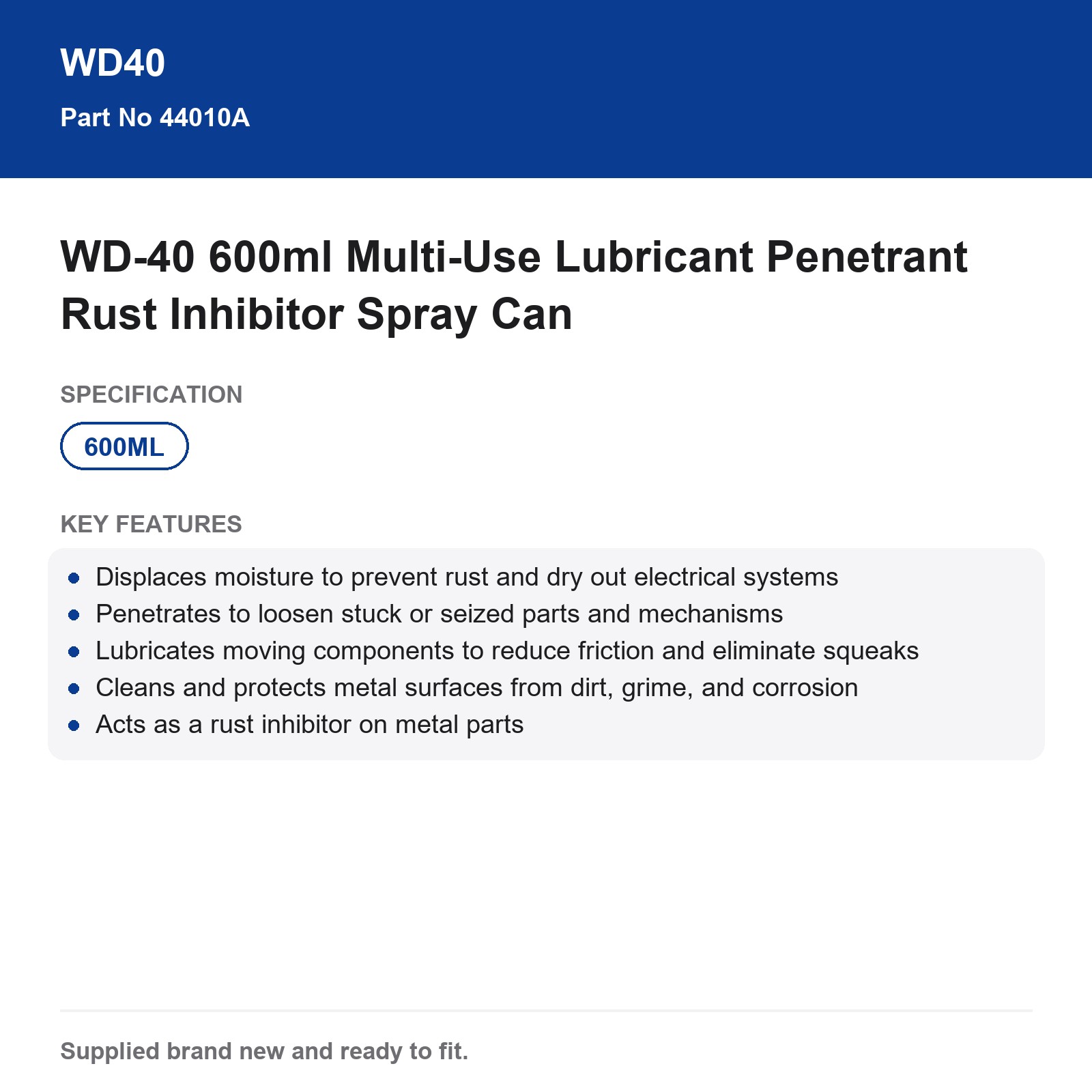 WD-40 600ml Multi-Use Lubricant Penetrant Rust Inhibitor Spray Can - Image 4