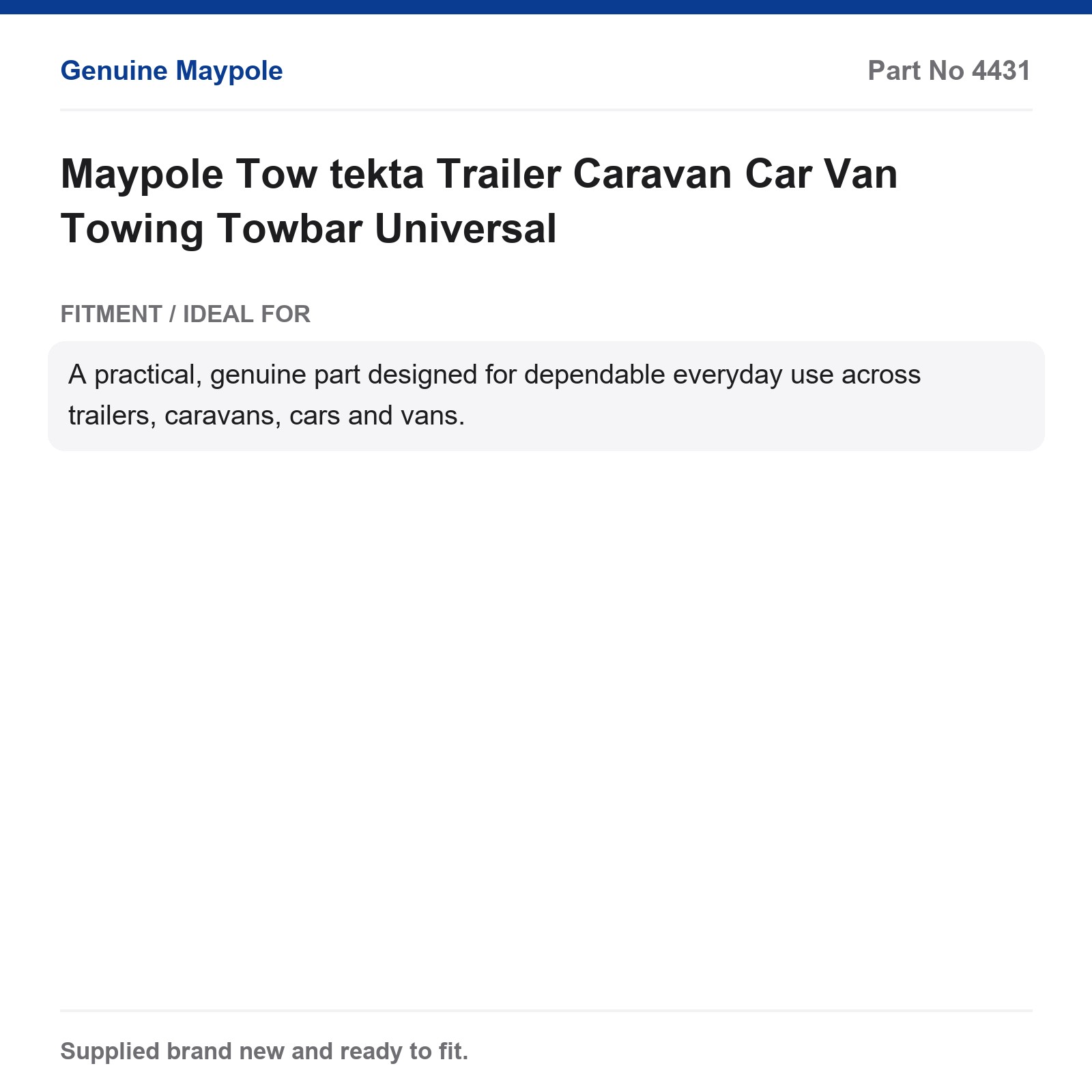Maypole Tow tekta Bumper Protector Trailer Caravan Car Van Universal - Image 4