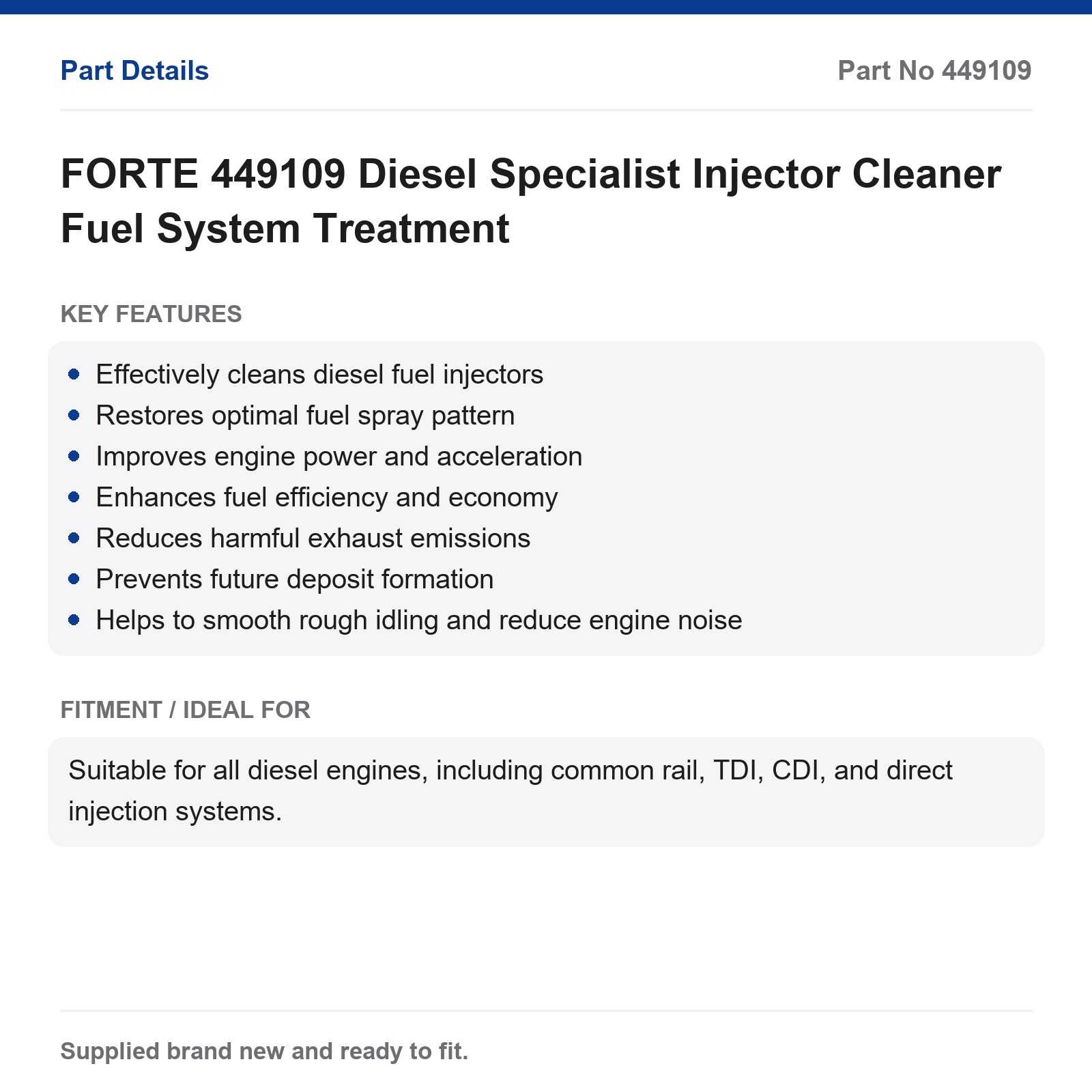 FORTE 449109 Diesel Injector Cleaner Fuel System Treatment - Image 2