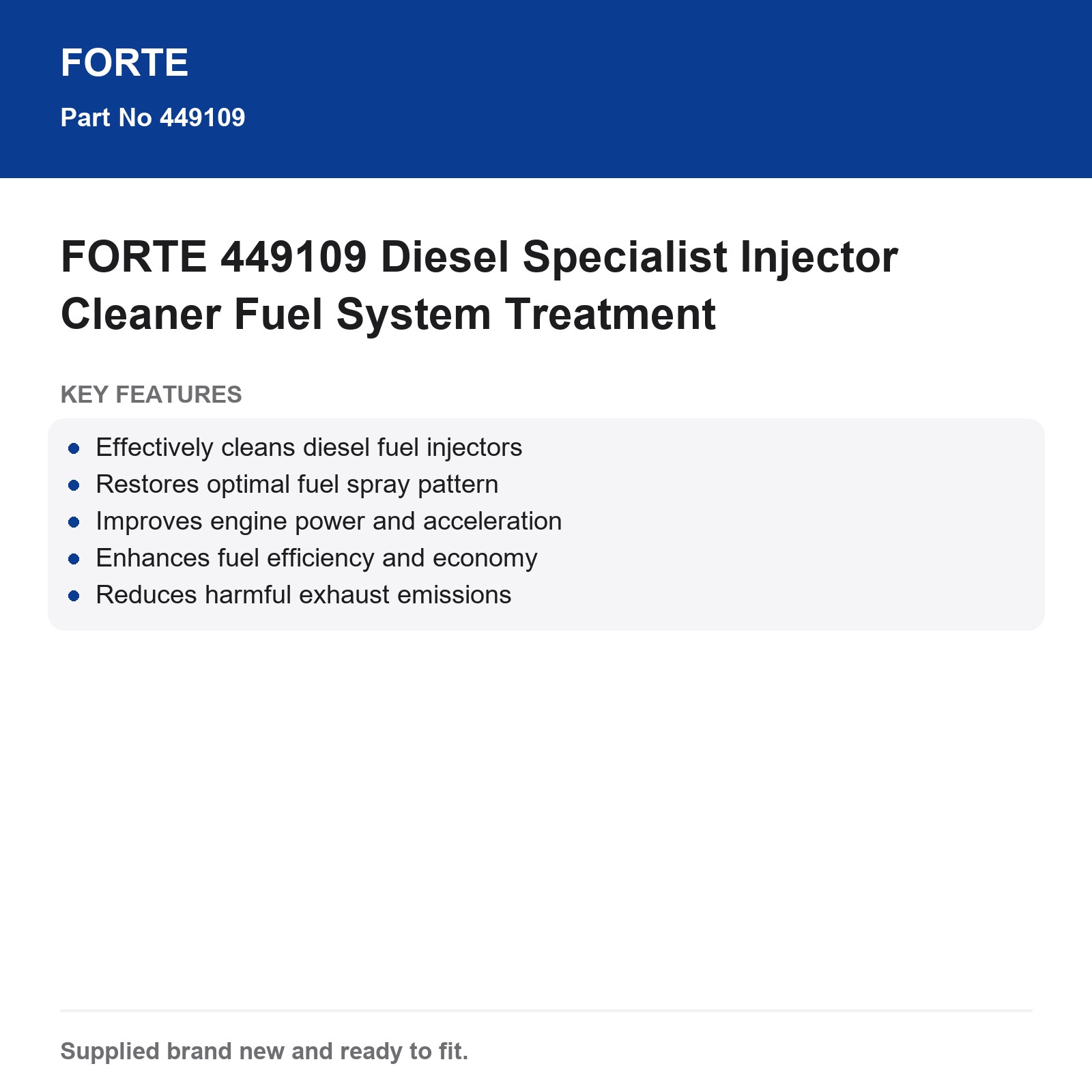FORTE 449109 Diesel Injector Cleaner Fuel System Treatment - Image 3